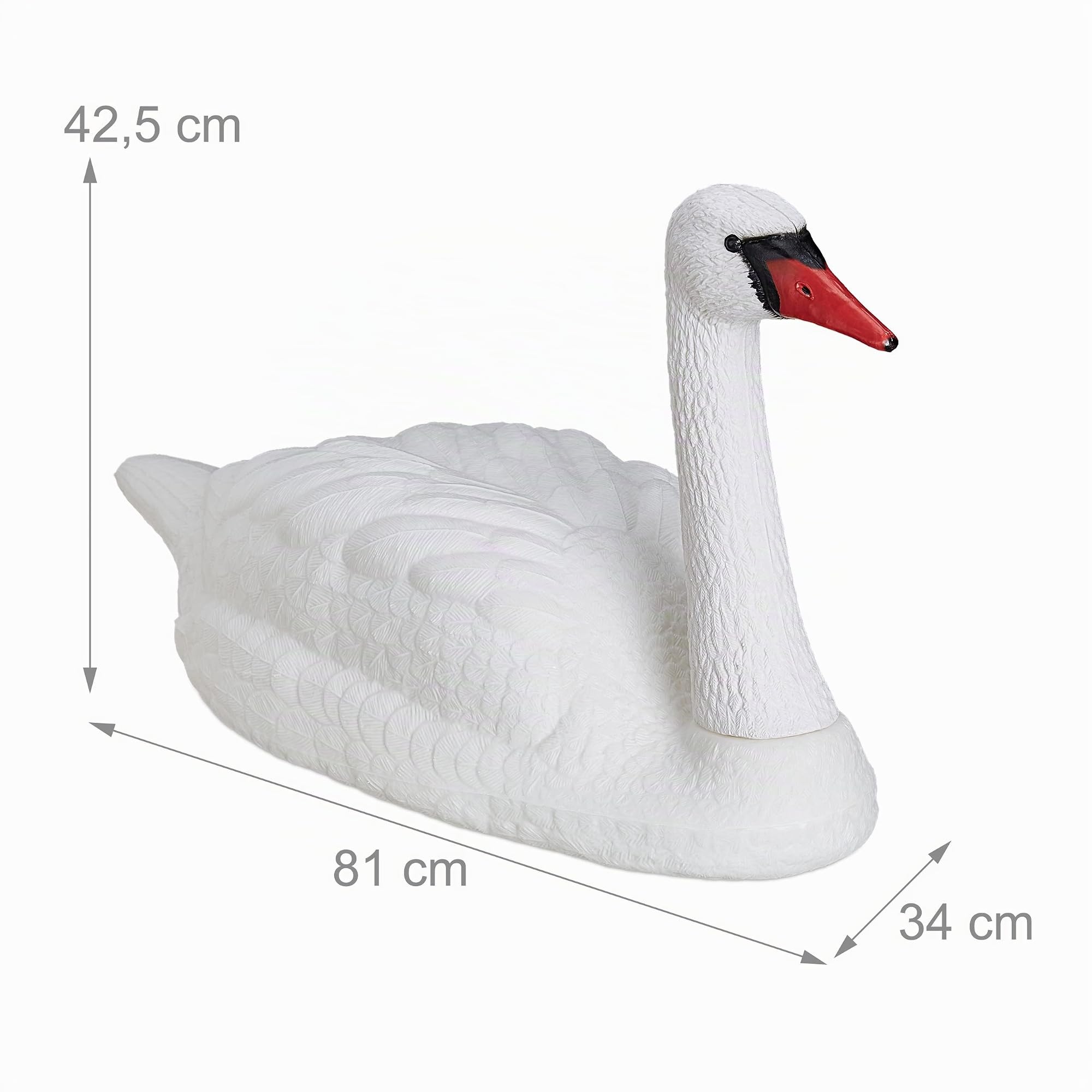Relaxdays Gartendeko Schwan, schwimmend, zum Festbinden, Kunststoff, wetterfest, XXL Dekofigur für Teich, Garten, weiß
