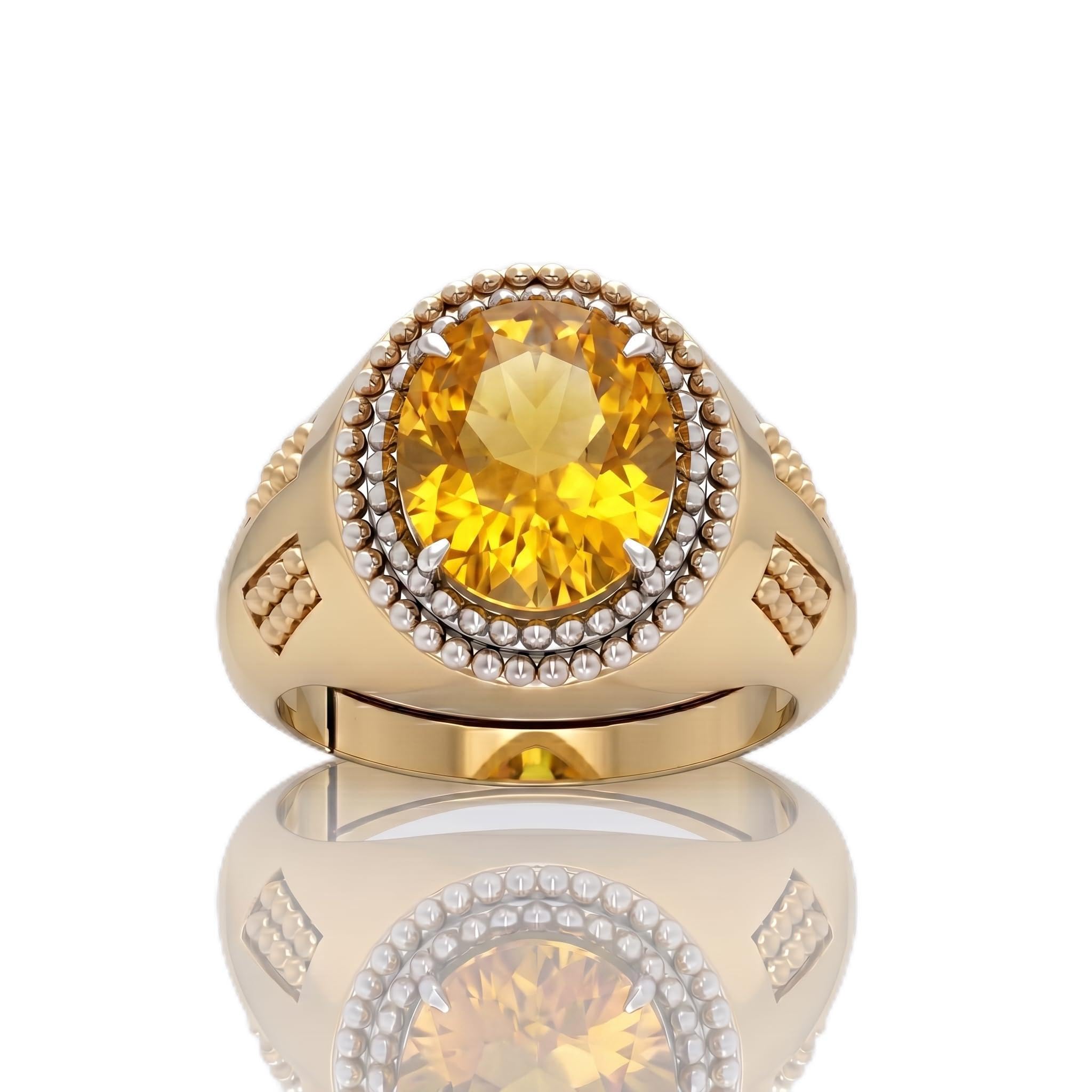 Bague saphir jaune Pukhraj naturel 7,24 cts bague ajustable or mixte