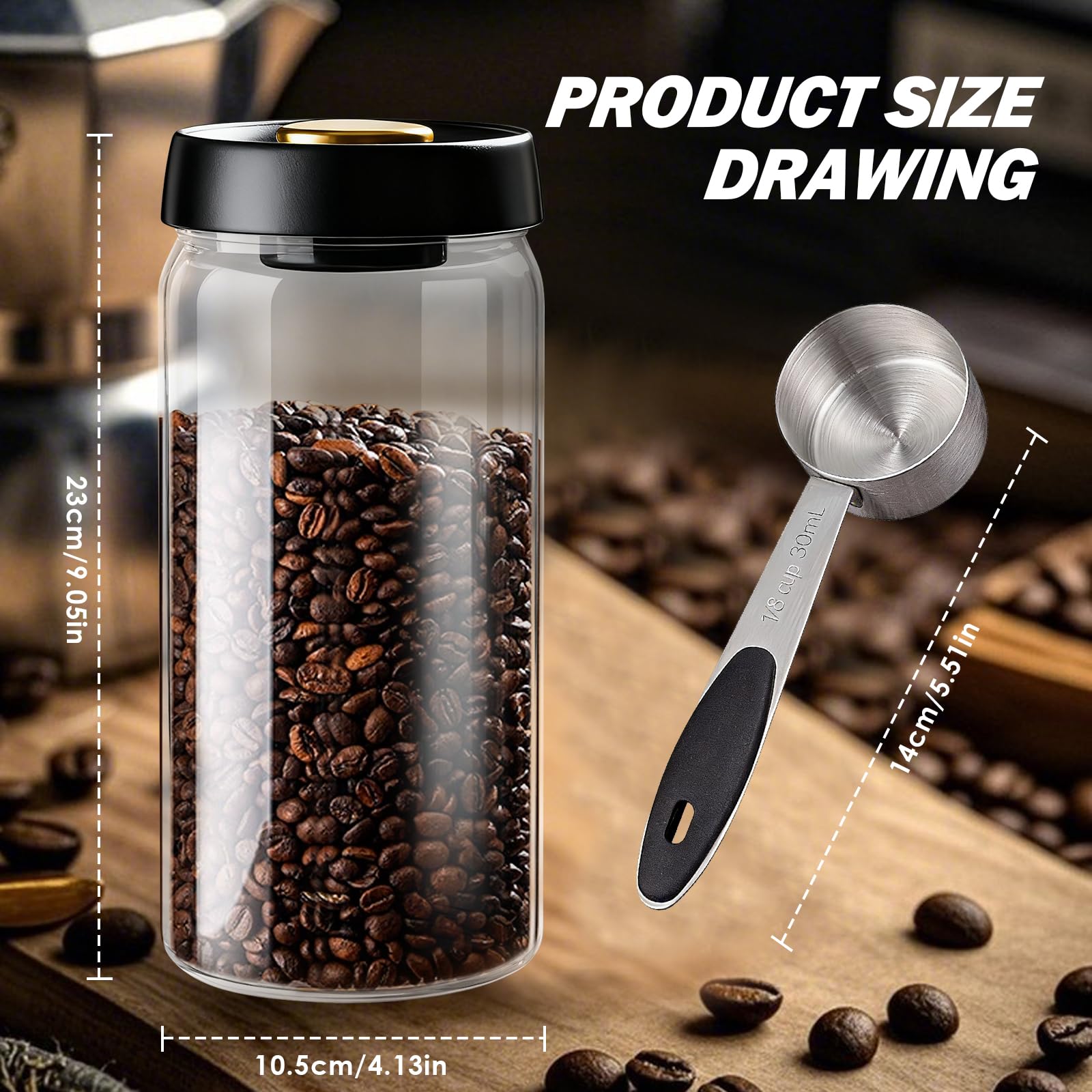 Kaffeedose Luftdicht, Kaffeebehälter 1800ml Bohnen Kaffeedose Luftdicht 1kg Bohnen Mit Messlöffel Aufbewahrungsdose Für Familie, Büro, Cafékaffeebohnen, Pulver, Tee, Nüsse