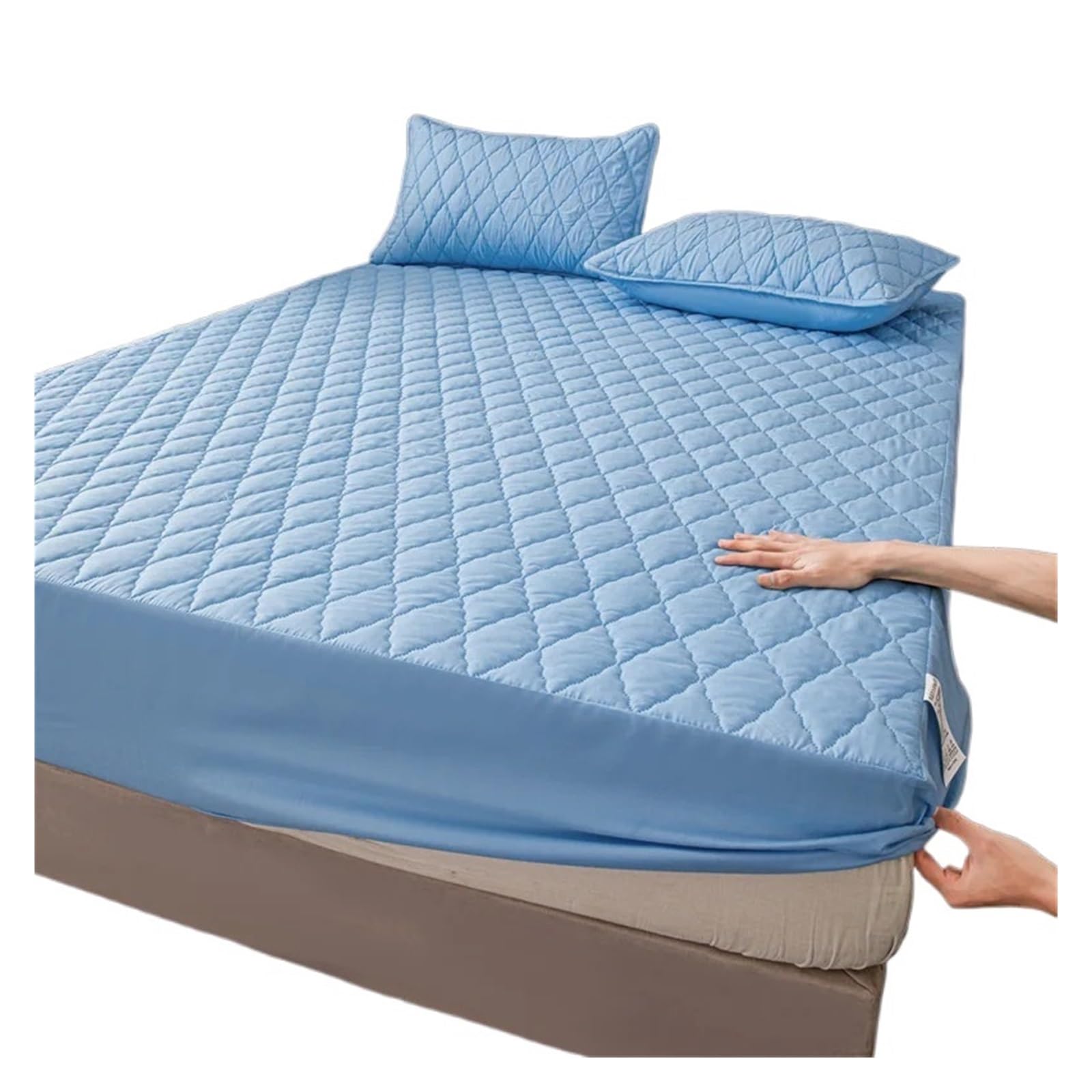 Housse de Matelas épaisse en Tissu aéré, protège-Matelas imperméable, Drap-Housse Doux et Respirant pour Les Chambres et Les hôtels(Blue,180x200cm)