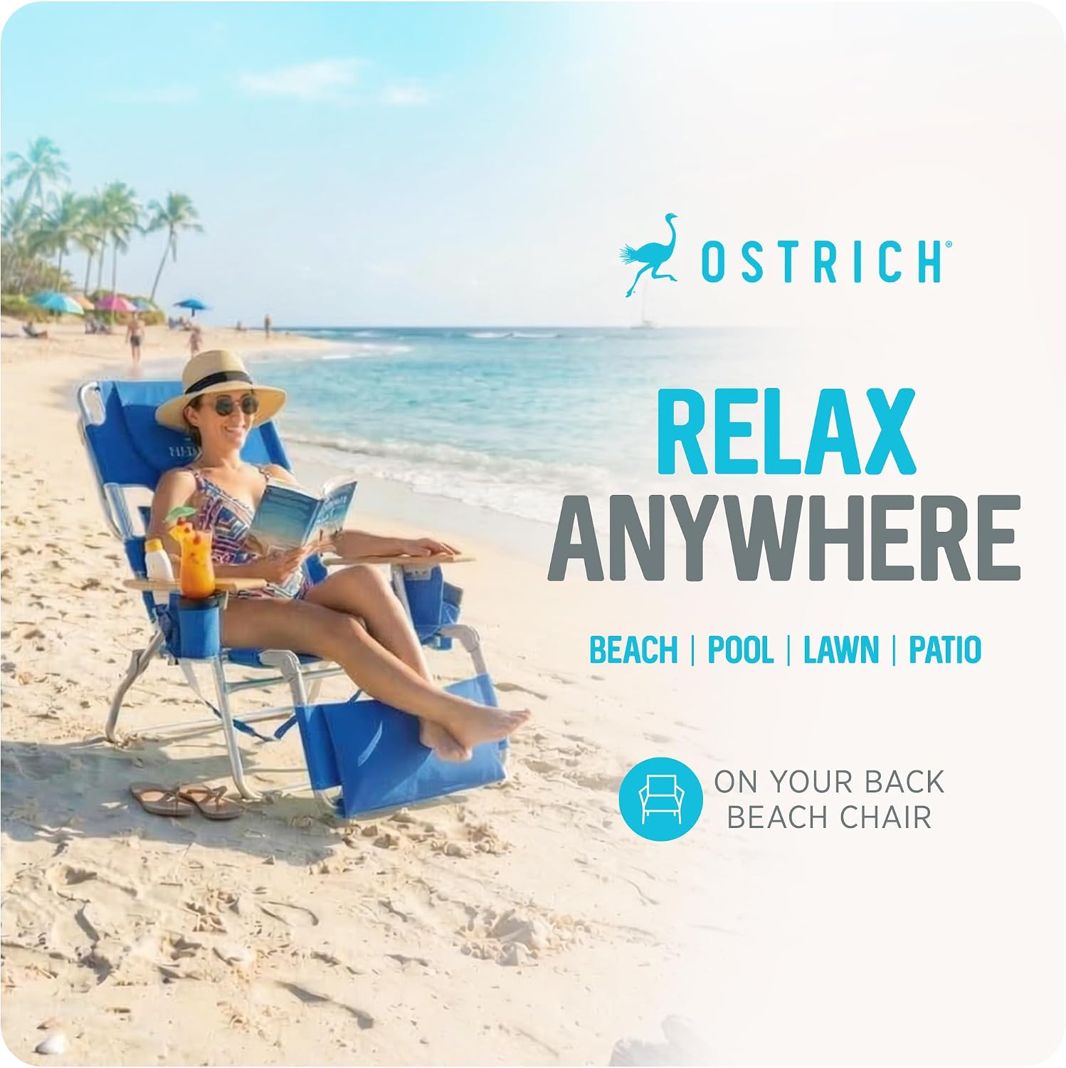 Ostrich Deluxe 3N1 Reclining Lounger in its folded state
