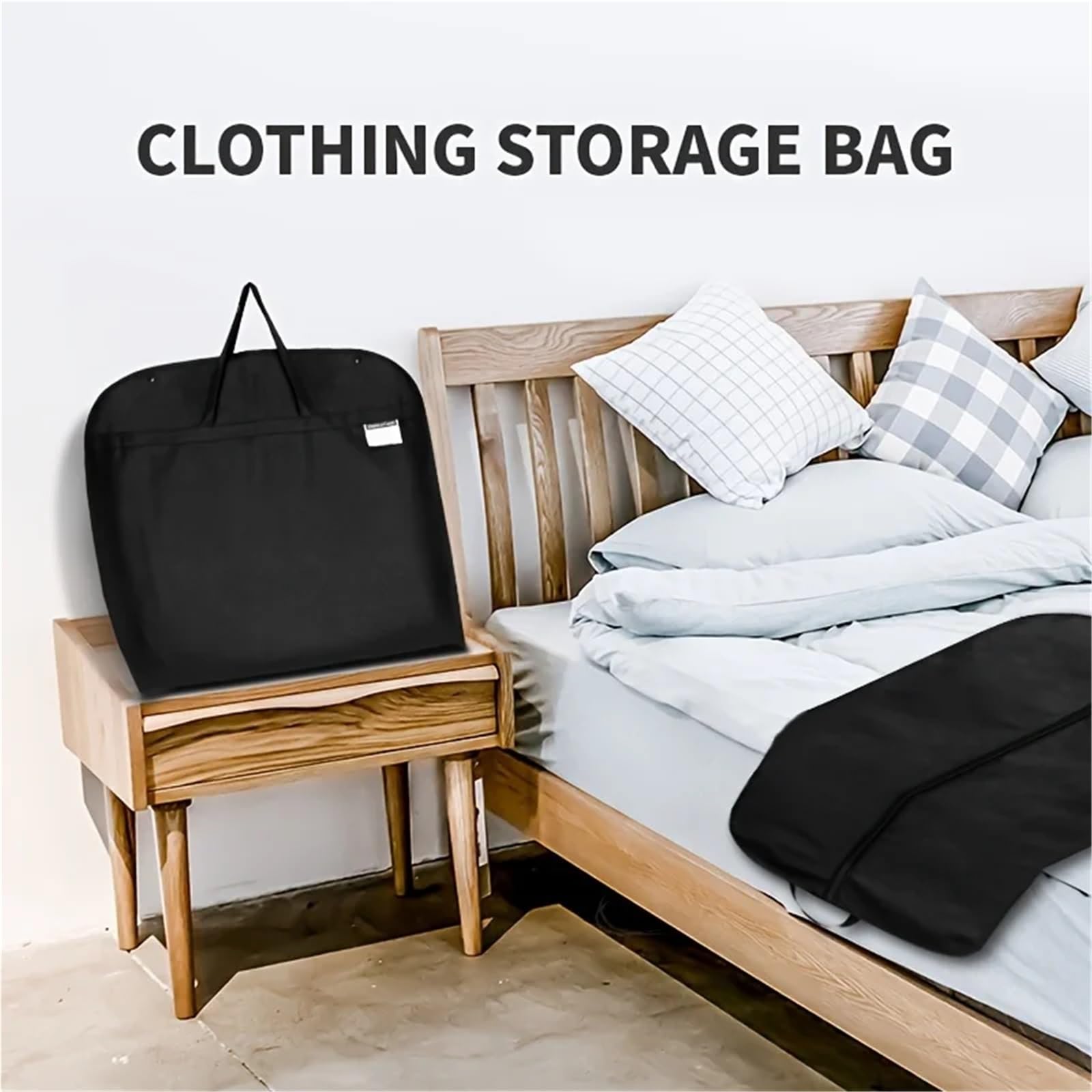Portatrajes Bolsas de almacenamiento for trajes (1/4 unidades), no tejidas, con asa for organizar el armario, a prueba de polvo, for vestidos de novia.(Black 4pcs)