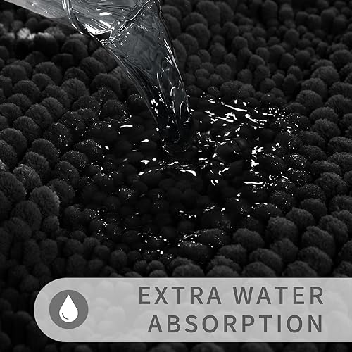 Miniatura 5 de Yimobra Juego de 2 alfombras de baño de felpilla de lujo, extragruesas, antideslizantes, de secado rápido, en forma de U, de microfibra mullida y