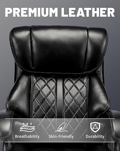 Miniatura 5 de Sillas ejecutivas de 800 libras, sillas de escritorio ejecutivas con soporte lumbar ajustable, silla de oficina para personas pesadas, silla de