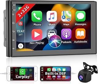 2G+32G Double Din Android 10 Car Stereo Compatible with Apple Carplay 7” GPS Stereo Touch Screen Car Radio with Bluetooth Multimedia Player DSP WIFI FM/AM SWC Dual USB AHD Backup Camera