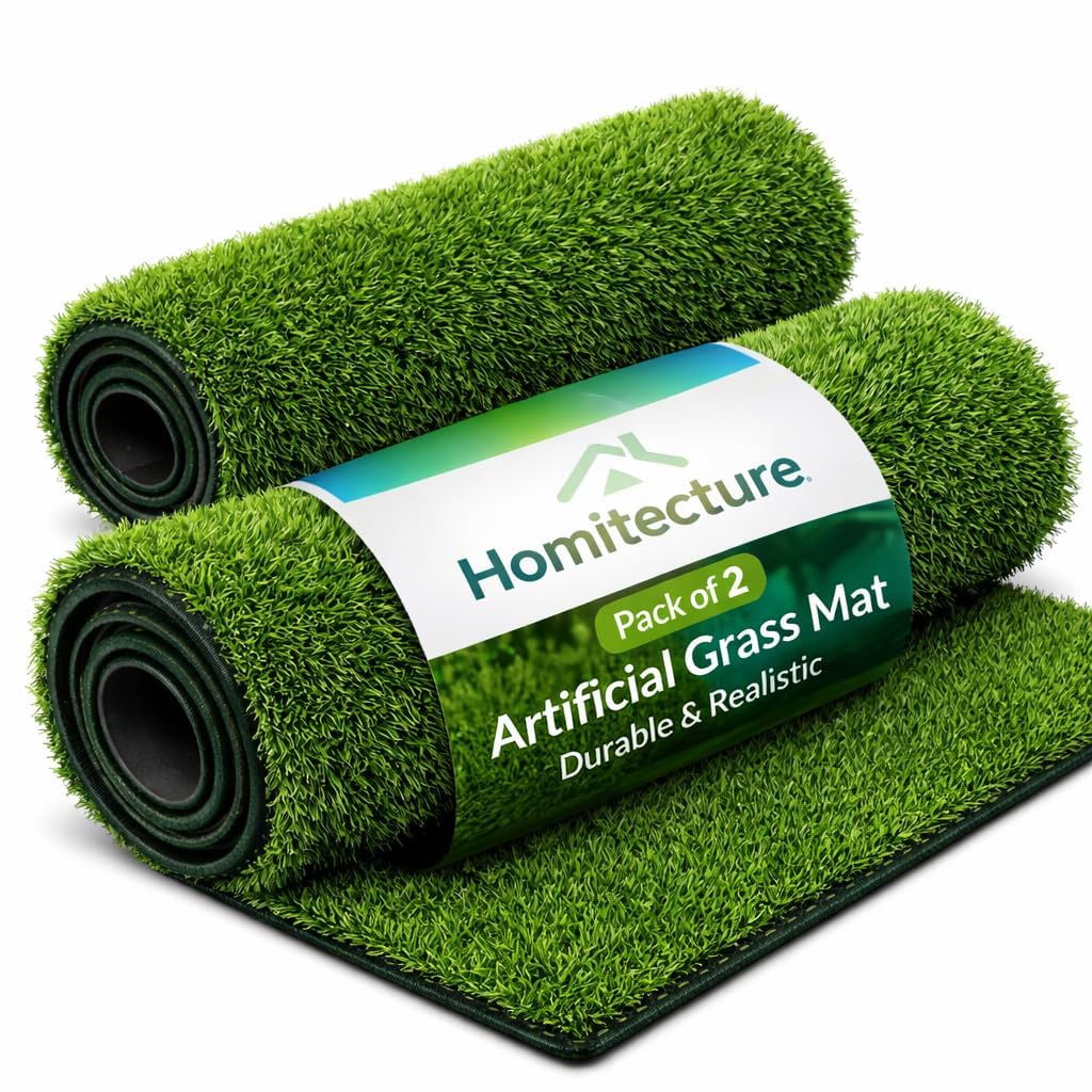 25 MM High Density Artificial Grass Bathmat Carpet Mat for Balcony Multipurpose Entryway Floor Doormat for Lawn Garden Terrace & Office (37 X 57 Cm, Green Pack of 2)-image-7
