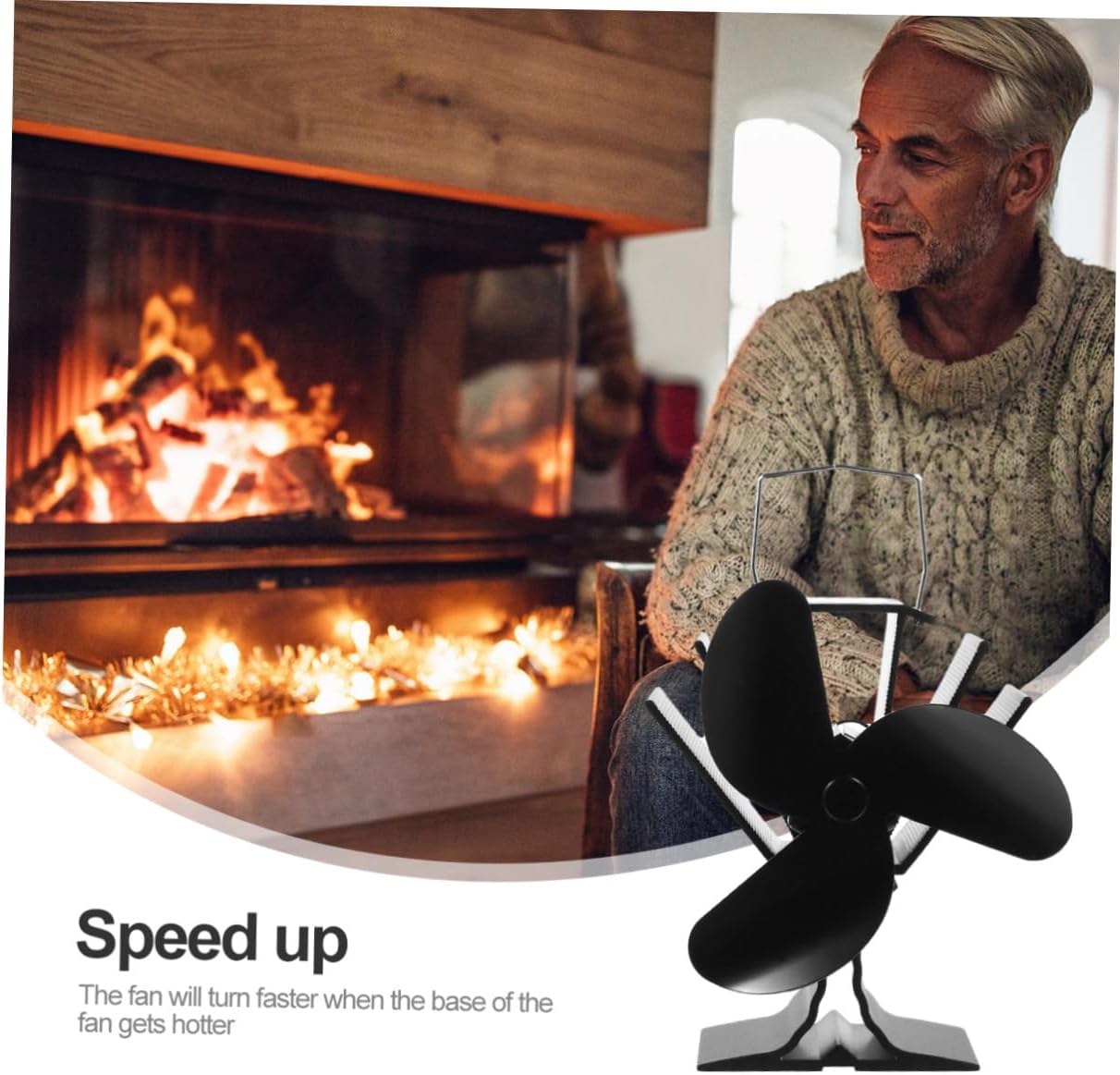 Thermal Power 4 Vane Stove Fan Heat Powered Fireplace Fan for Home Heating Stove Accessories Efficient Heat Circulation Family Use