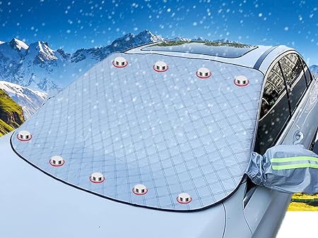 Amazon Co Jp Wairoga フロントガラス 凍結防止シート カーフロントカバー 凍結防止 車用凍結防止カバー 車用 フロントガラスカバー 防塵カバー サンシェード 五層構造 内蔵強力磁石9枚 鏡保護 フック固定式 折りたたみ式 落葉 霜対策 雪対策 四季対応 軽自動車 小型suv
