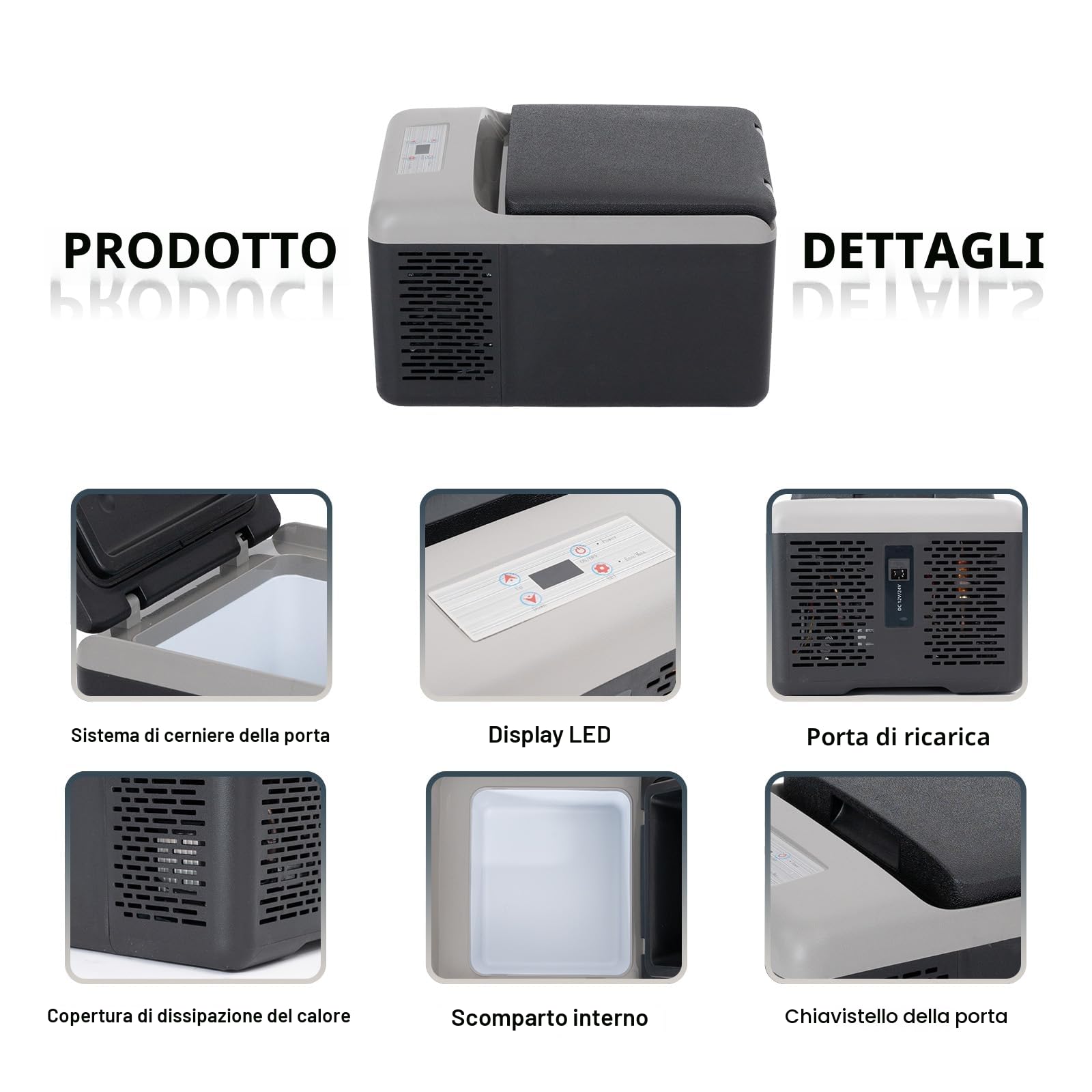 Alpicool C9PT 9L Frigorifero Mini Compressore Elettrico Auto Camping Freezer Box Portatile Nero