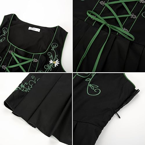 Miniatura 7 de JASAMBAC - Vestido de mujer de 3 piezas, disfraz para Oktoberfest, festival de cerveza bávara alemana