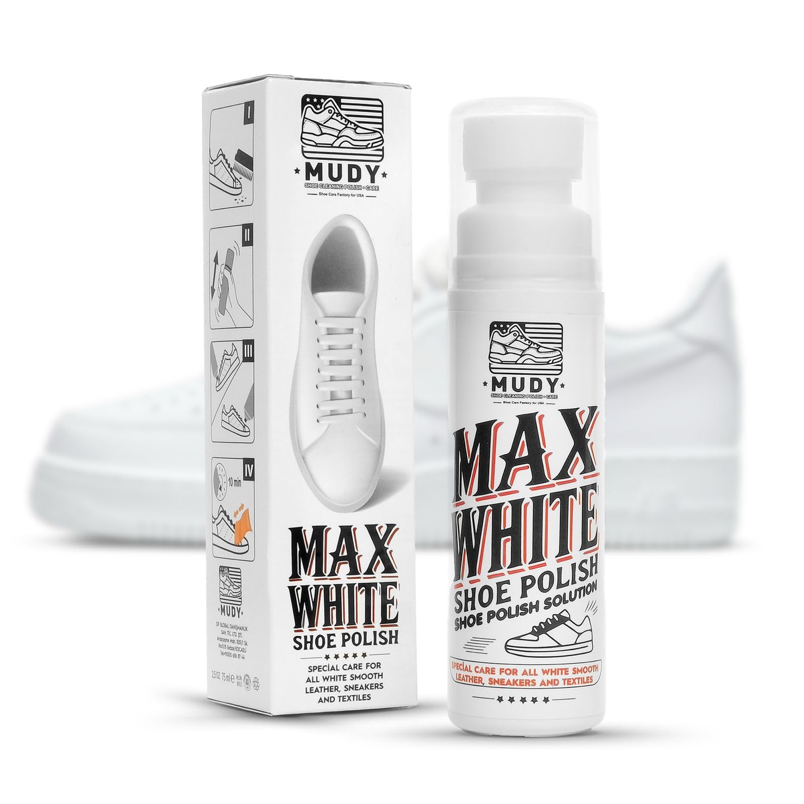 MUDY Max White Shoe Polish for Leather Sneaker and Textiles