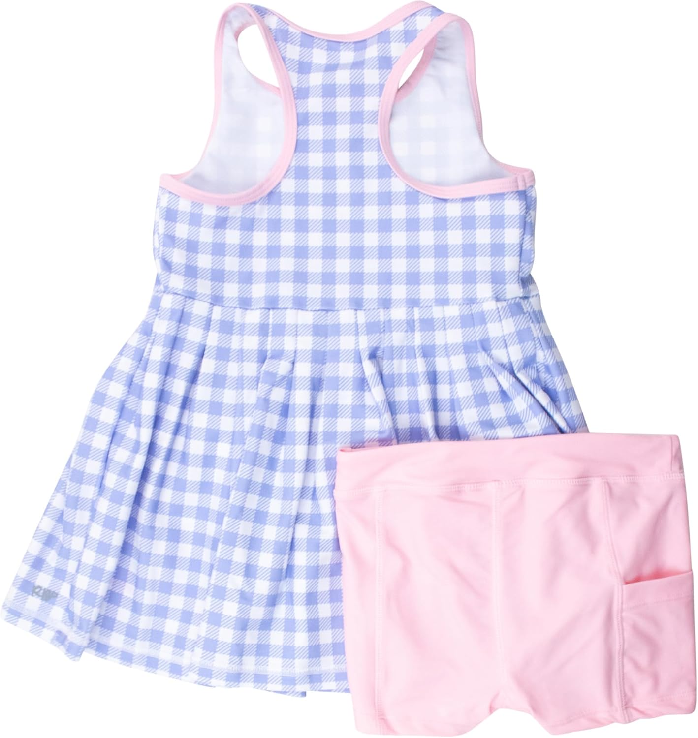 RuffleButts Girls Athletic Active Tiered Dress and Bike Short Set Outift