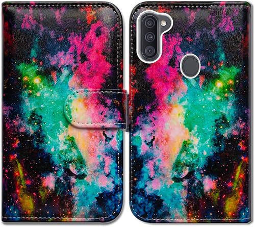 Bcov Case for Galaxy A11 (US Version), Colorful Universe Sky Leather Flip Case Wallet Cover with Card Slot Holder Kickstand for Samsung Galaxy A11 2020