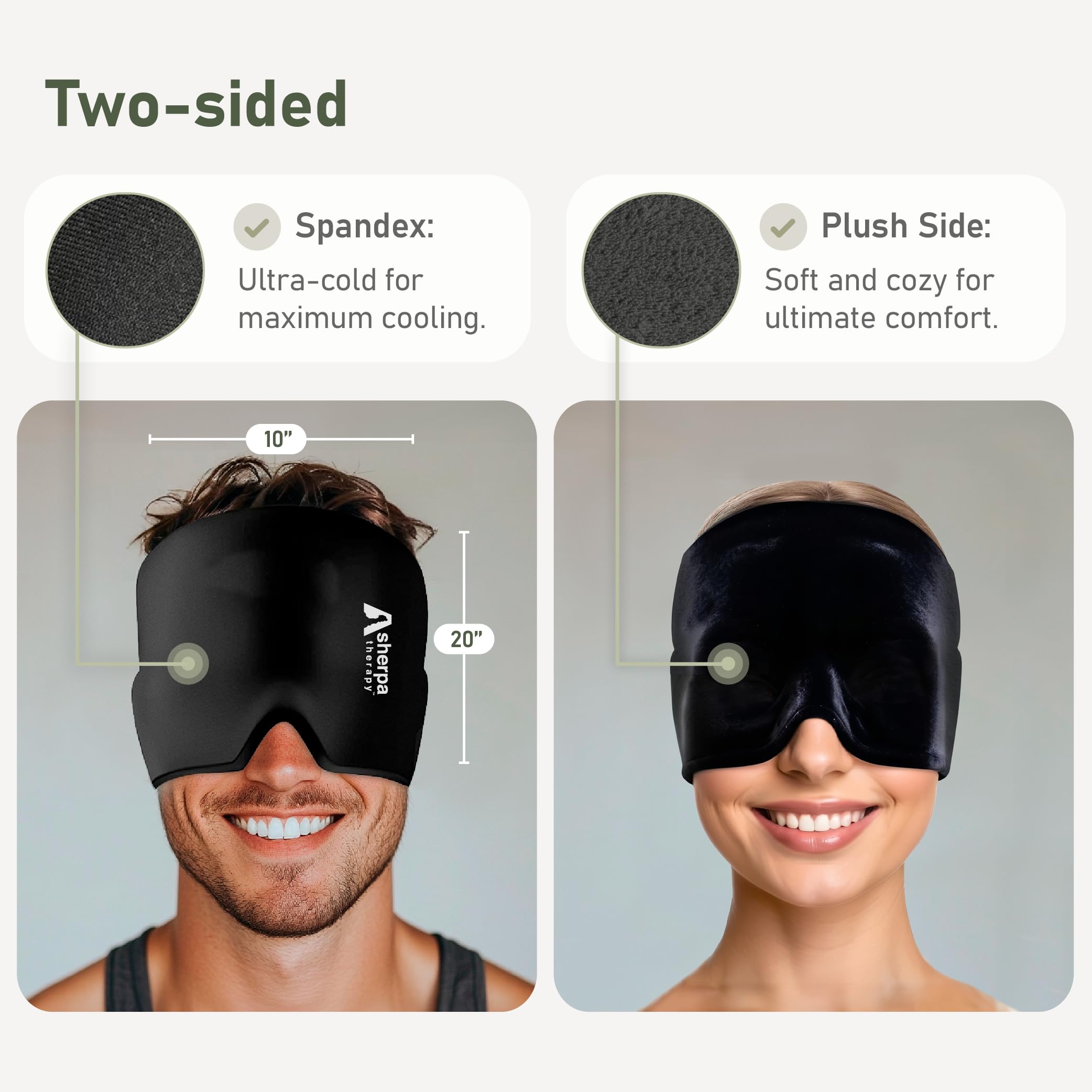 Gorro de alivio de migraña, gorro calmante para aliviar el dolor de cabeza, máscara de migraña para aliviar los senos nasales, sombrero de gel refrescante, compresa fría facial para la