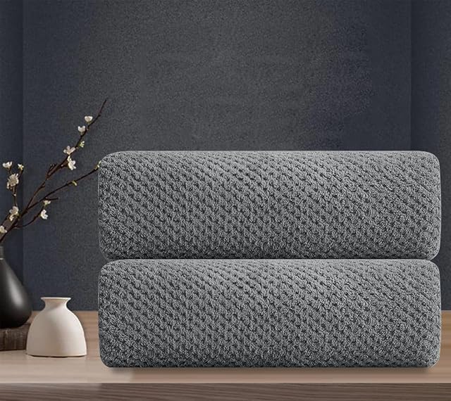 Grey Hand Towels Set 2 Pack-16“x31”,Ultra Soft Microfibers Bathroom Towel Set Highly Absorbent Quick Dry Luxury Premium Towel Lightweight Durable Hand Towel Collection for Hotel Spa Gym Kitchen
