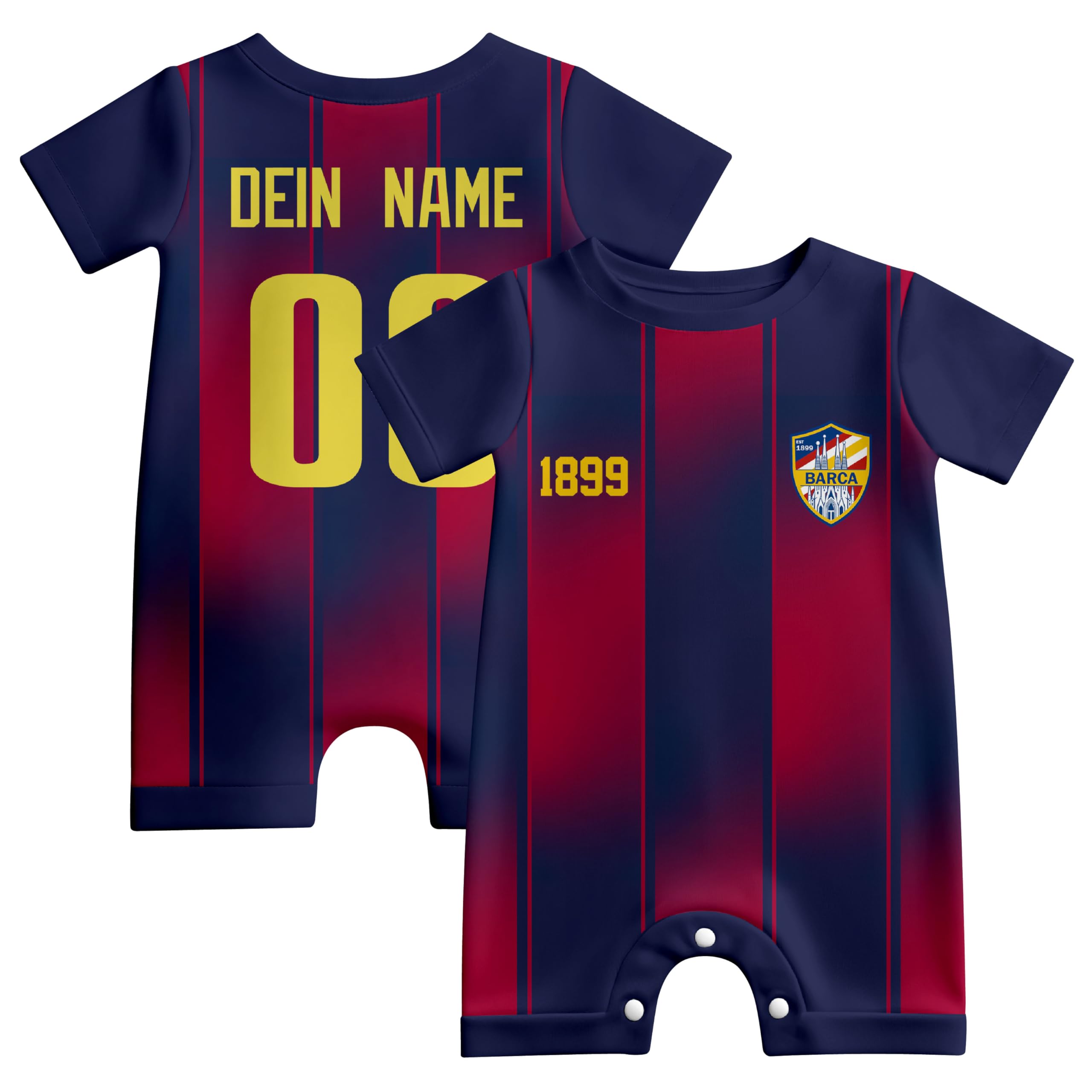 Barcelona BabyBody Personalisierte mit Namen und Nummer Babykleidung für Jungen Individuelle Geschenke