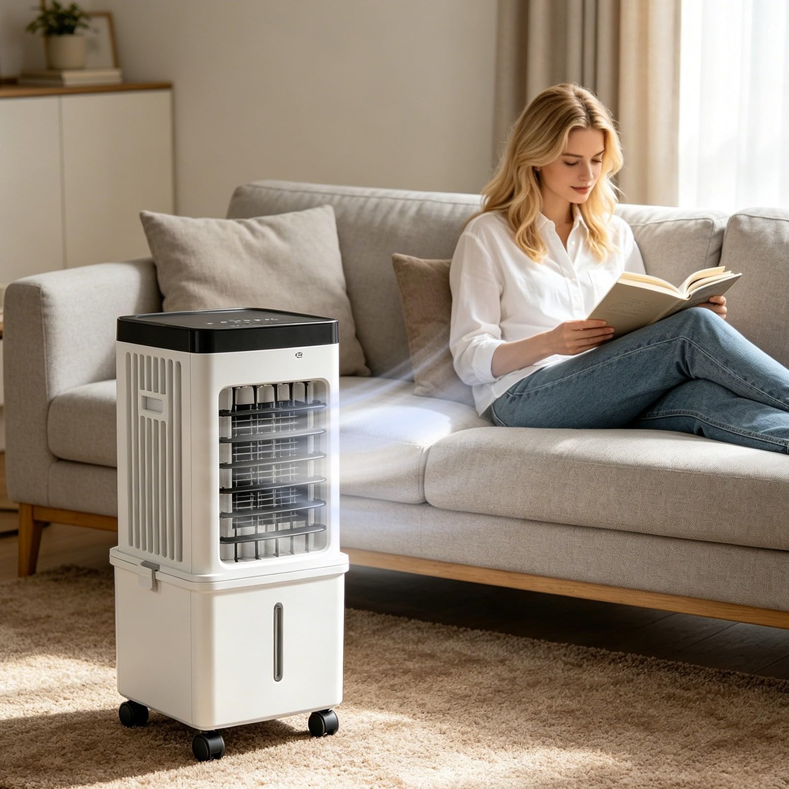 Climatizzatore Portatile, Raffrescatore Ad Aria (senza Tubo Esterno), Ventilatore a Freddo Con Telecomando, 3 Velocità, Timer Ore; Per Camera Da Letto E Garage