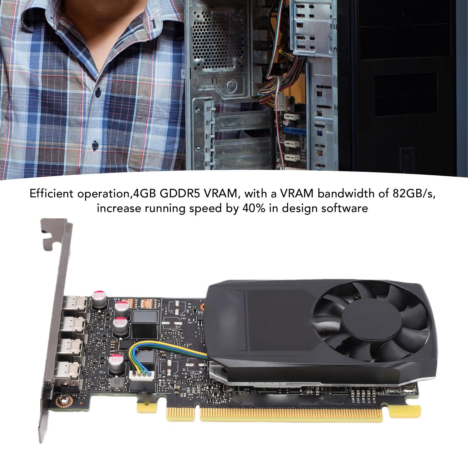 Fabater Scheda Grafica Quadro P1000, 4 GB GDDR5 PCI Express 3.0 X16, 128 Bit, 4 X DisplayPort, Scheda Grafica a Basso Profilo 4K 60 Hz, Video PC per Computer Desktop