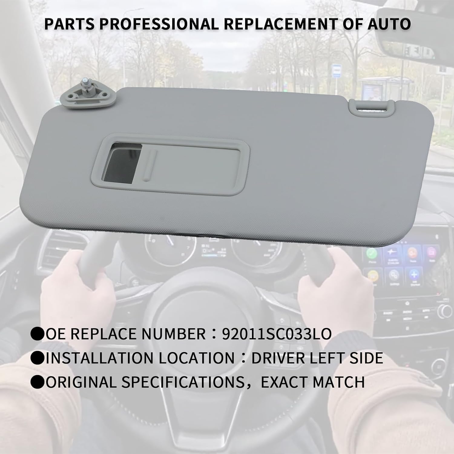 ‎MCMMLDM 92011SC033LO Left Driver Side Sun Visor Fits for Subaru Forester 2009 2010 2011 2012 2013