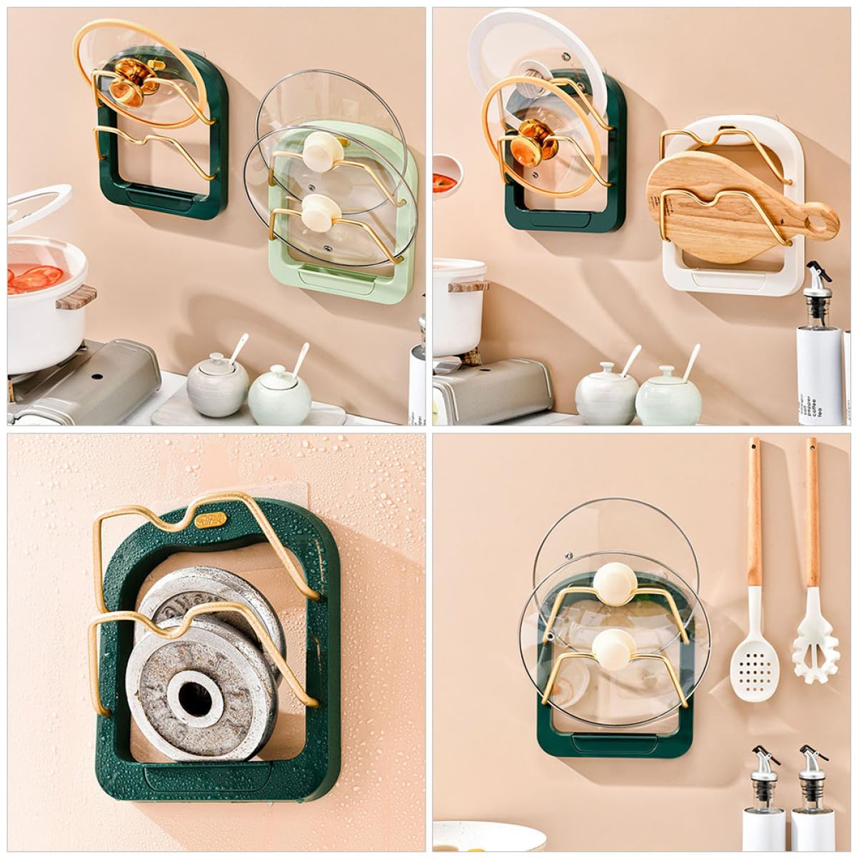 2 Stück Topfdeckelhalter Wand Küchenorganizer Zweilagig ohne Bohren
