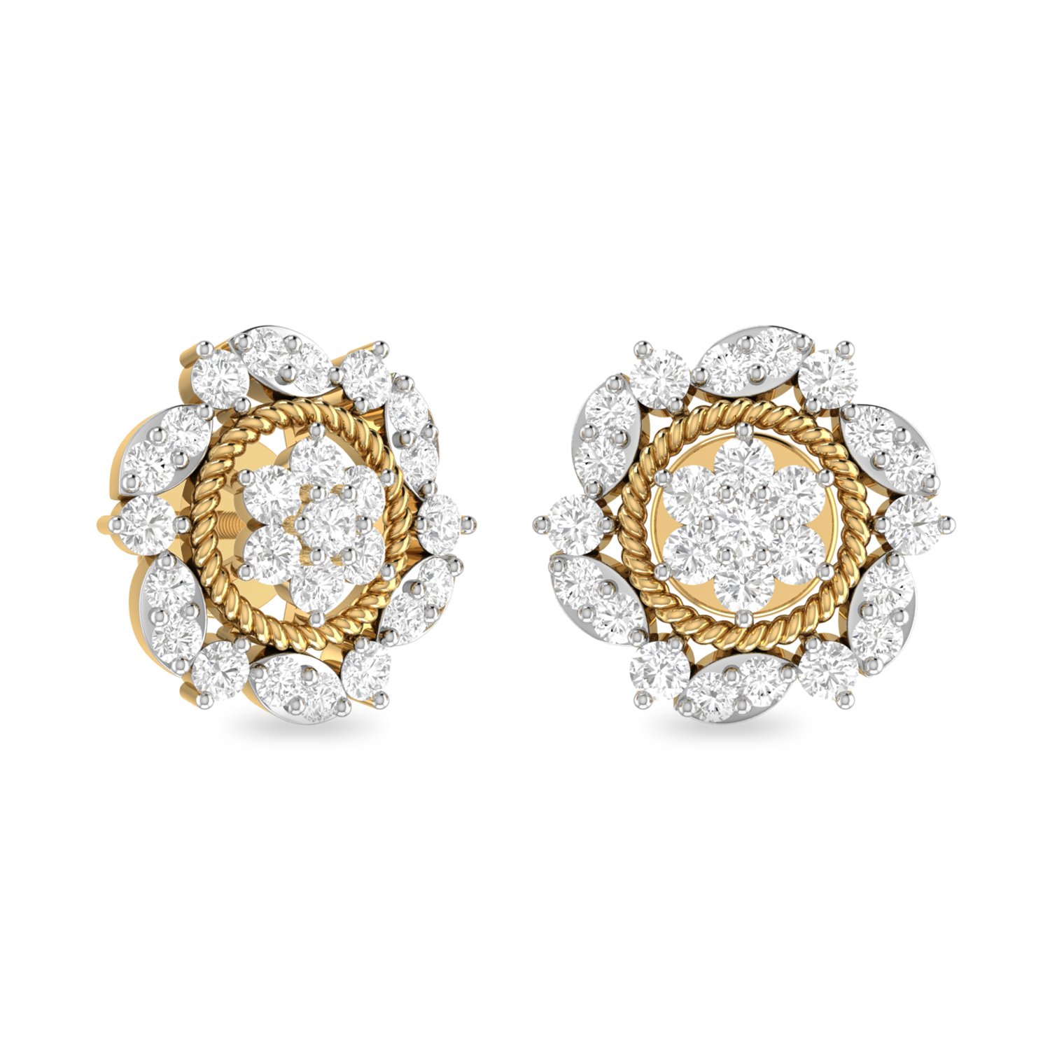 Aucent by PC Jeweller The Rudhyam 18KT Yellow Gold and Diamond Earrings-image-30
