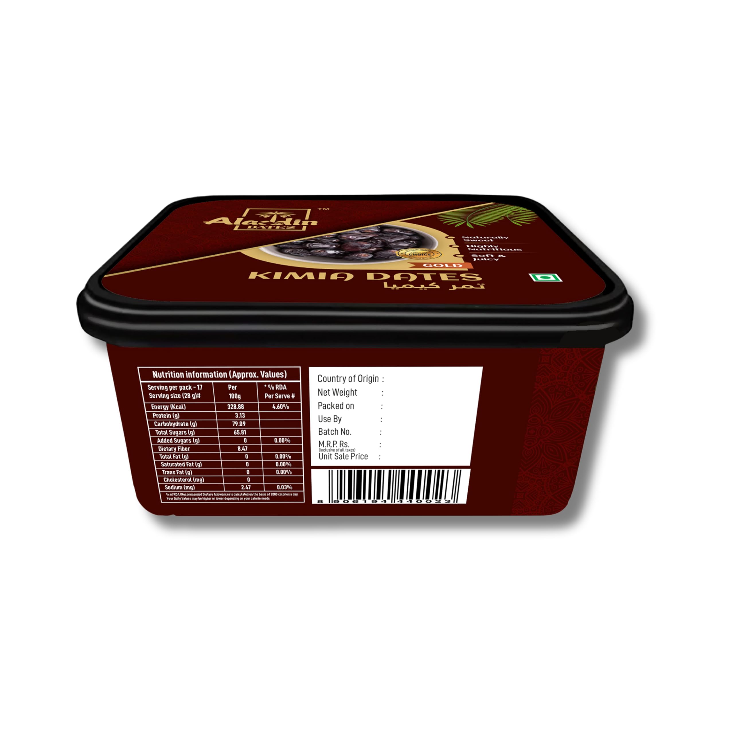 Aladdin Dates Black Kimia Dates/Khajoor 500 Grams | IML Continer Packed |Mazafati Dates | Soft Khajur | Natural & Healthy Snack | IML Continer Packed - Image 4 thumbnail