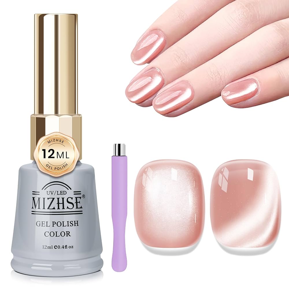 Amazon.com : MIZHSE Pink Cat Eye Gel Nail Polish, 12mL