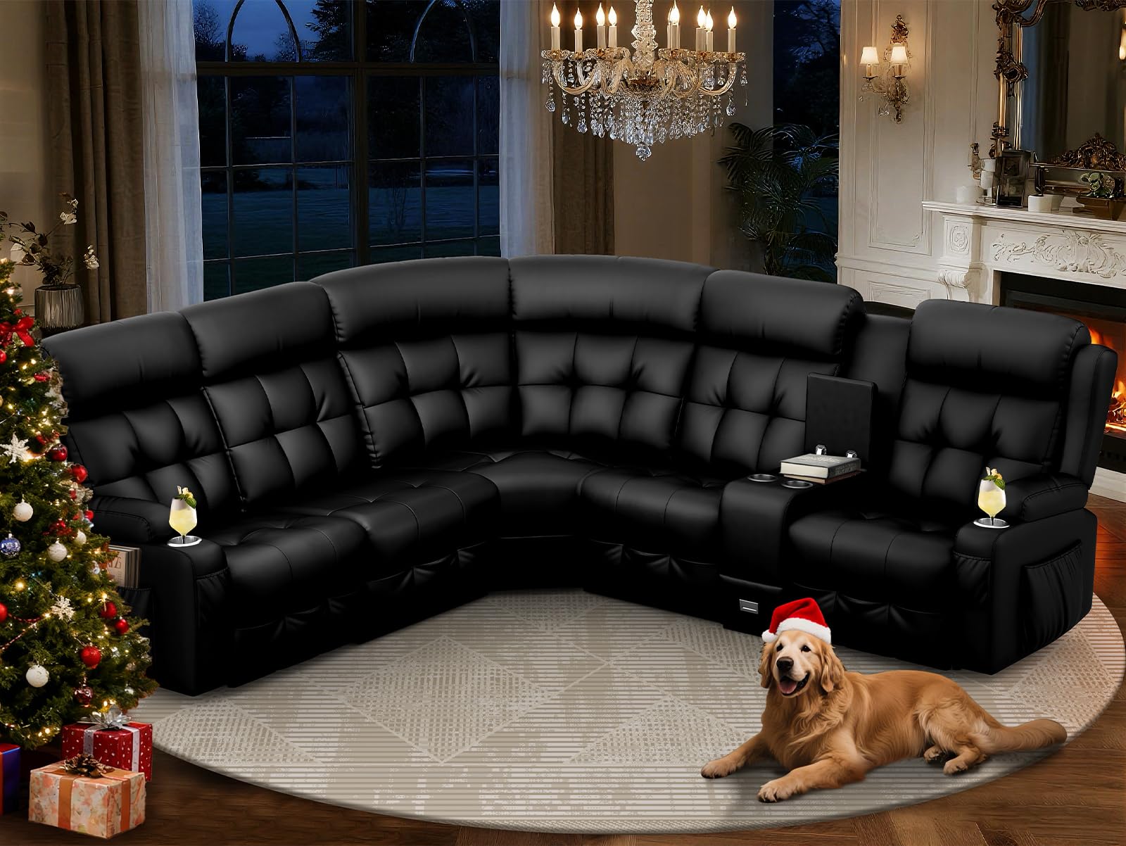 TOMOSLTER L-Shaped Leather Sectional