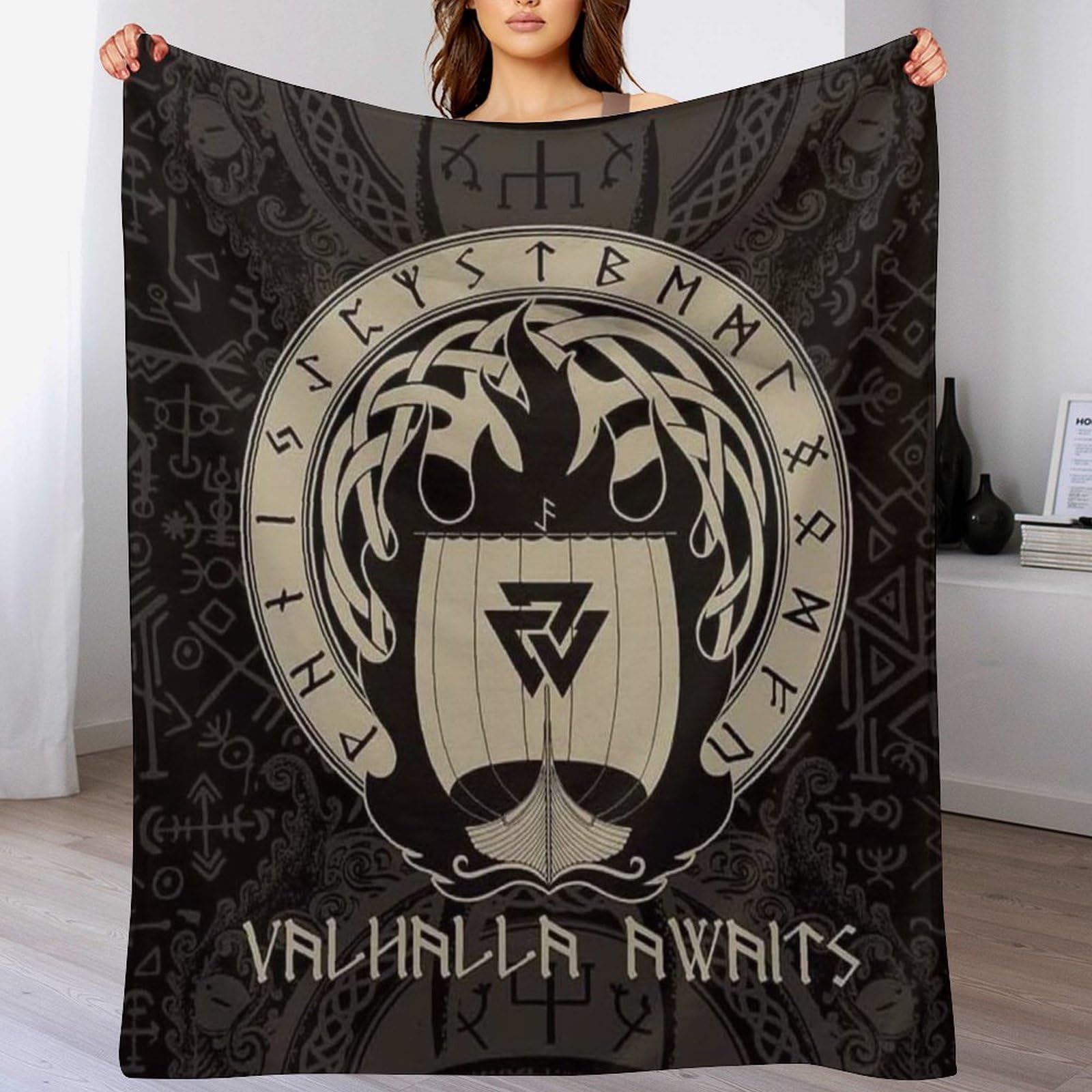 Couverture viking polaire en peluche flannel douce et moelleuse pour lit et canape 60x80