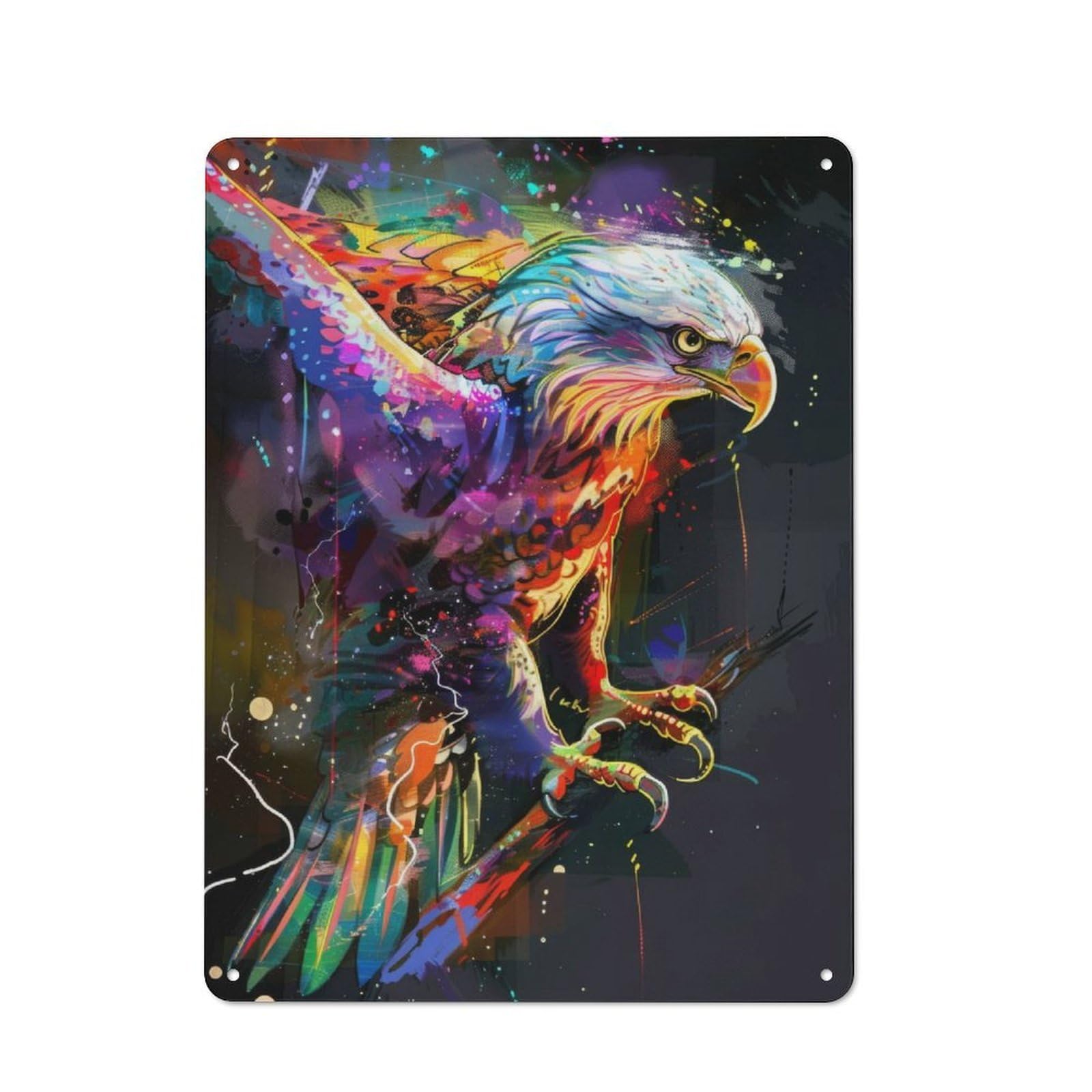 Junmoney Eagle Popart Painting Vintage Vintage Metal Sign 40X30cm Featuring Room Wall Plaque For Flat, Dorm Room, Lounge Or Cafe