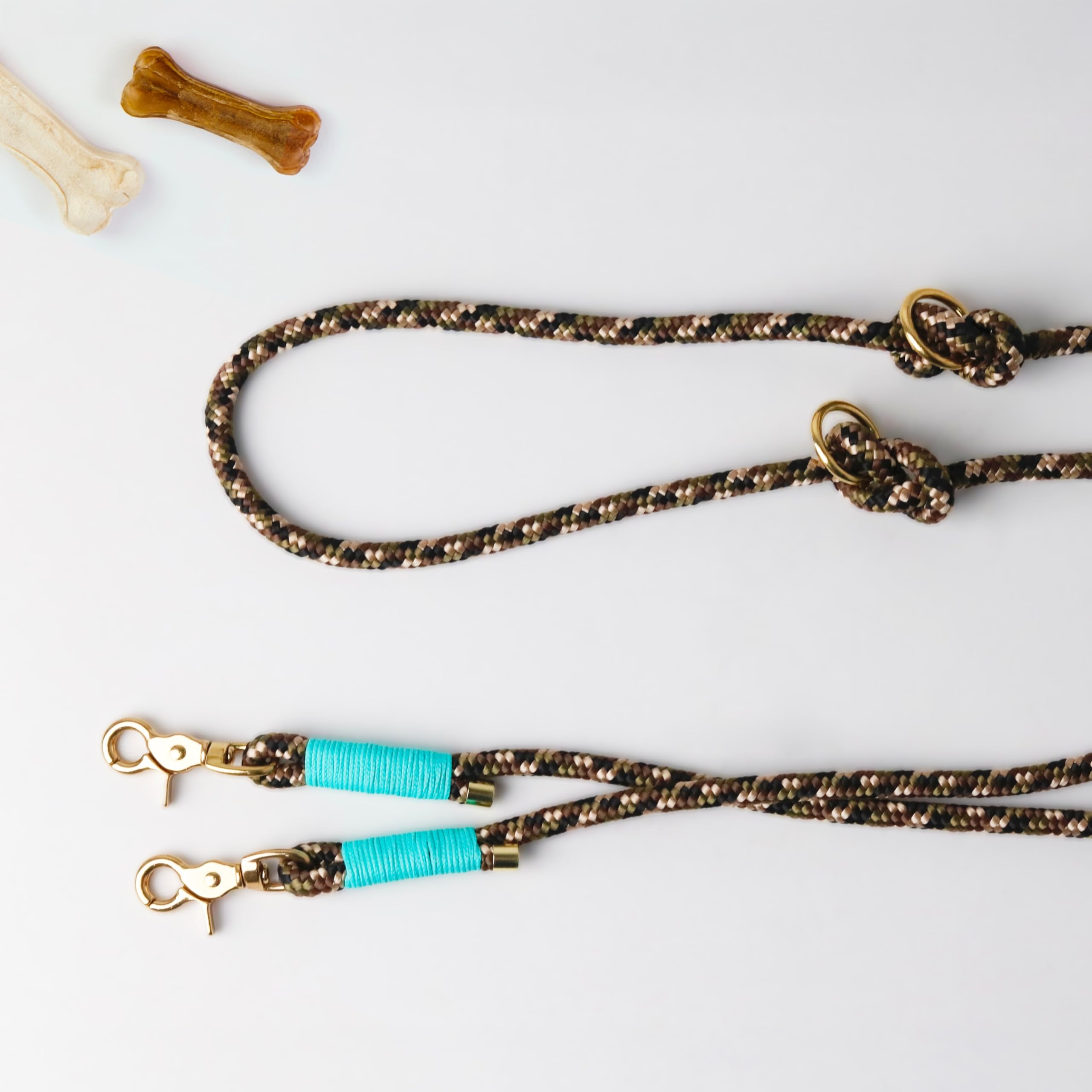 LAUBLUST Handgemachte Paracord-Hundeleine 2 Meter - 2-Fach verstellbar | Handgefertigte Leine für Hund - Hundeleine als Geschenk für Hundebesitzer | Waschbare Tauleine (Grün, S, M, L | 10 mm)