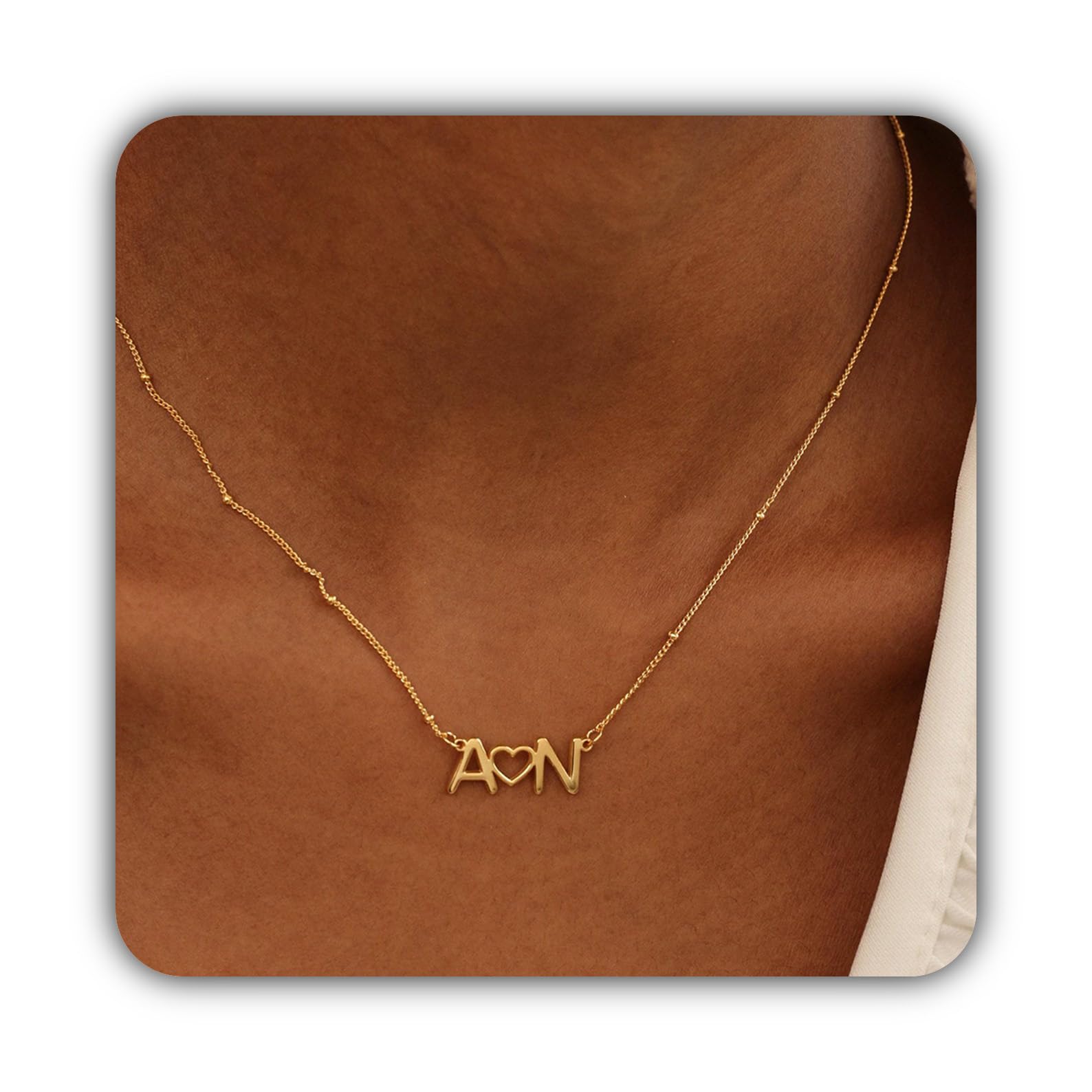 Collana con Iniziale e Cuore, Ciondolo Personalizzato Minimalista