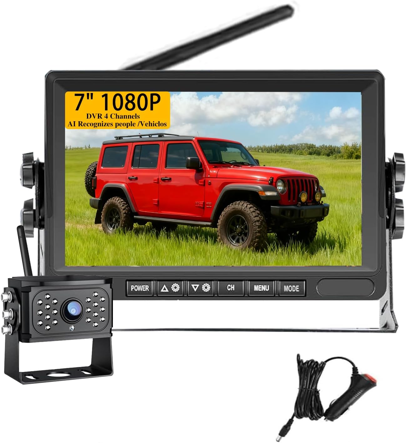 Backup Camera Wireless Plug and Play: Pre-Wired for Furrion System Recording Wide View Rear View Camera Clear Night Vision HD 1080P 7inch Monitor for Trailer Camper Motorhome (1 Camera)