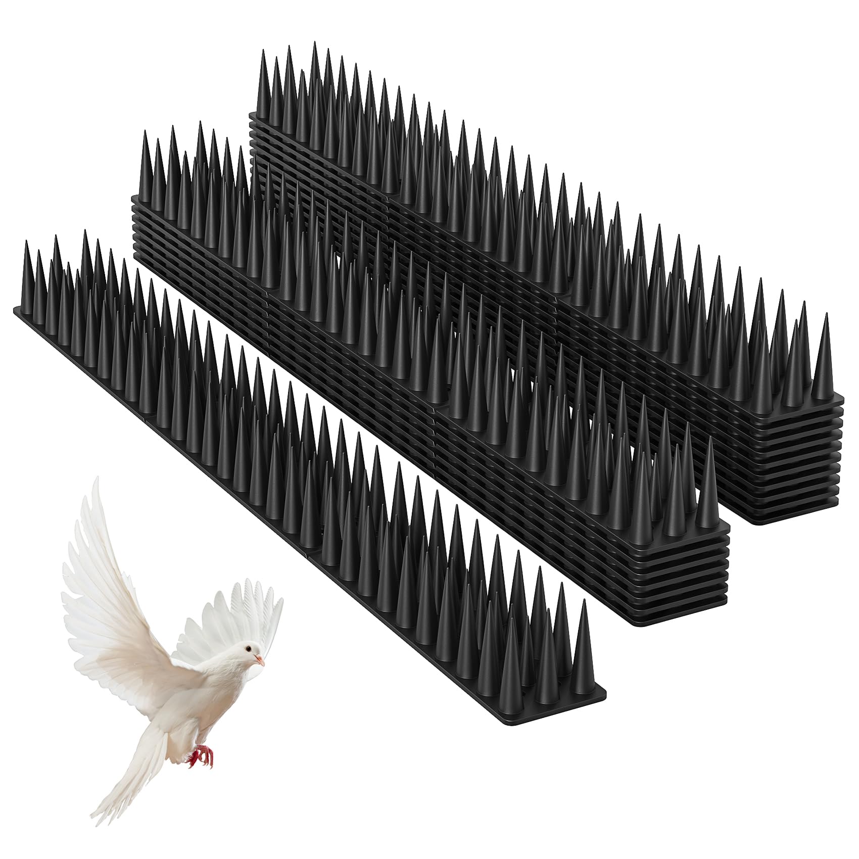 5.16M Fence Wall Spikes Prikkastrip Garden Security 12pcs Anti Climb Spikes Plastic 17FT Cats Birds Squirrels Repellent Deterrent