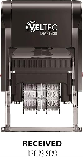Miniatura 9 de Veltec Sello de fecha de goma autoentintado con frase y fecha (NEGRO, RECIBIDO)