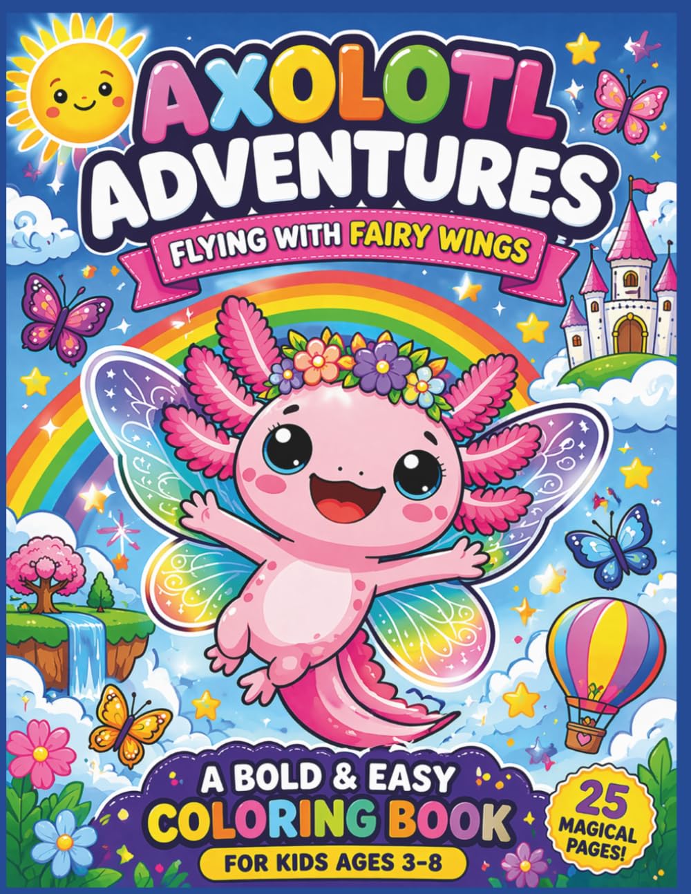 Axolotl Adventures: Flying with Fairy Wings: A Bold & Easy Coloring Book for Kids Ages 3–8 | Magical Flying Fun with Cute Axolotls, Fairy Wings, and ... 8.5 x 11 (Axolotl Adventures Coloring Books)
