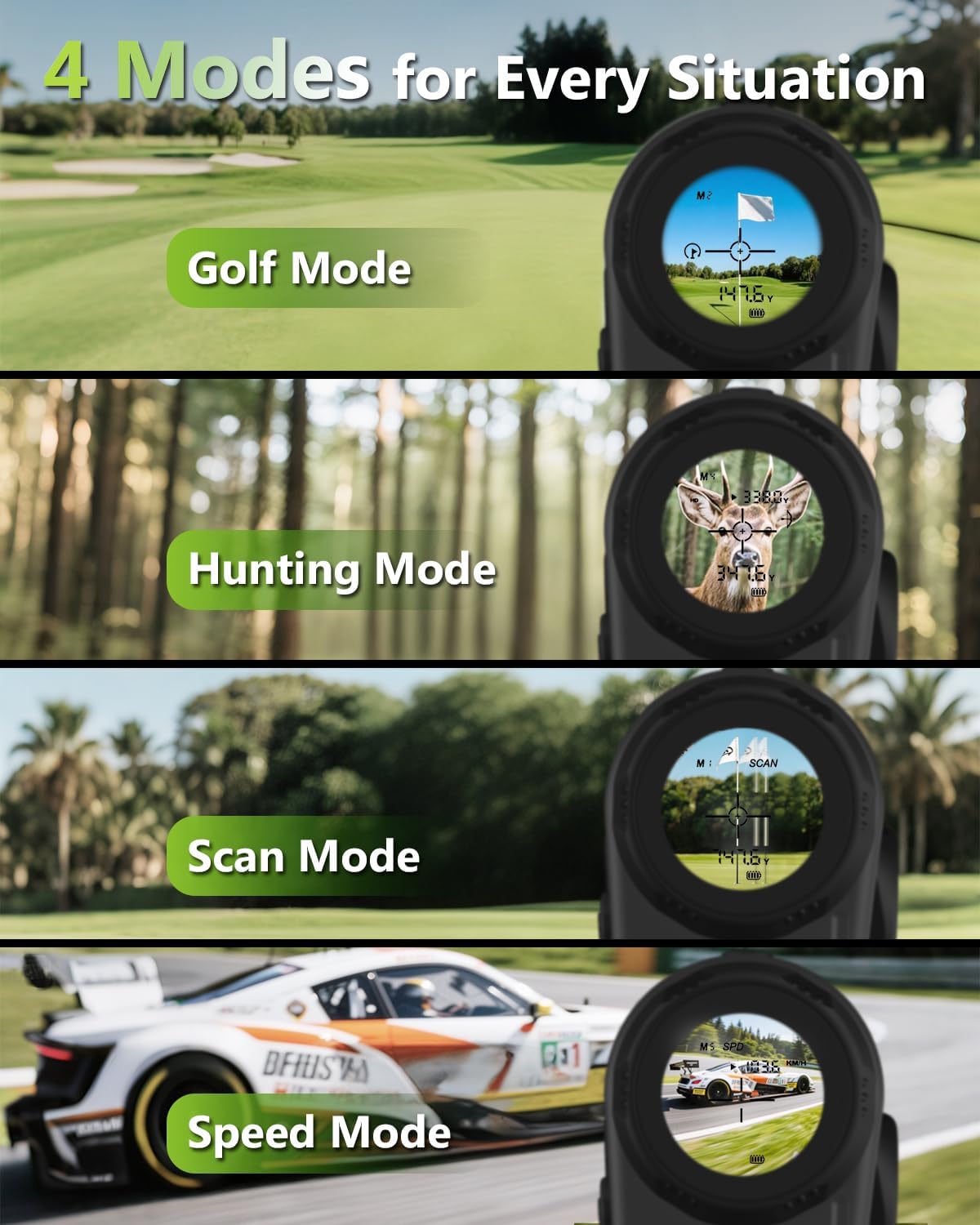 Golf Range Finder with Slope - 1200 Yards Range Finder Golf, 6X Magnification Golf Range Finder Magnetic with Flag Pole Locking Vibration, Rechargeable Golf Accessories for Men