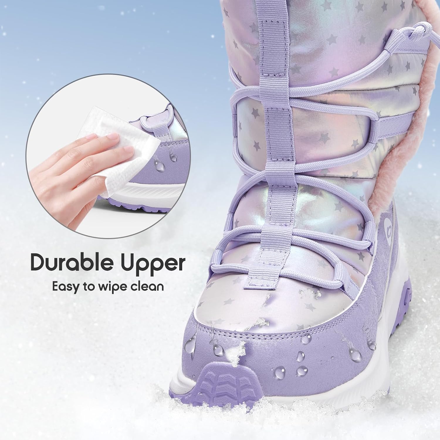 Balabala Kids Snow Boots Girls Winter Boots Girls and Boys Snow Boots Outdoor Anti-Slip Warm Faux Fur Shoes Hiking Boots