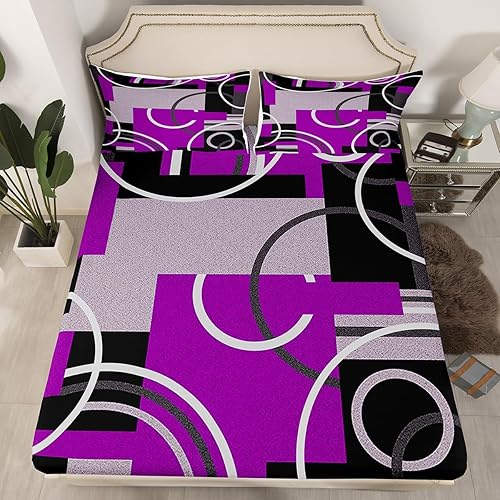 Vista 94 de Juego de sábanas modernas de tamaño Queen, color amarillo, gris y negro, juego de sábanas geométricas a rayas para niños, niñas, niños y Multi 039