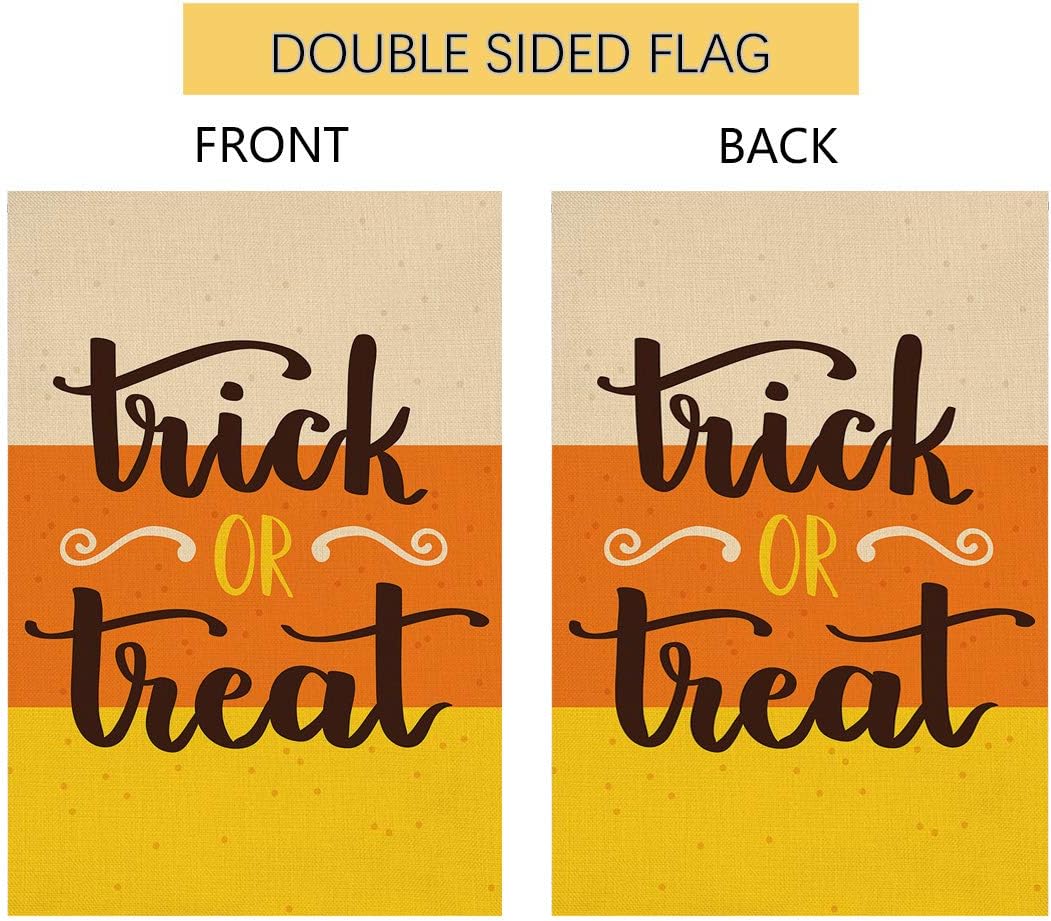 BLKWHT Trick or Treat Garden Flag Vertical Double Sided 12.5 x 18 Inch Halloween Yard Decor