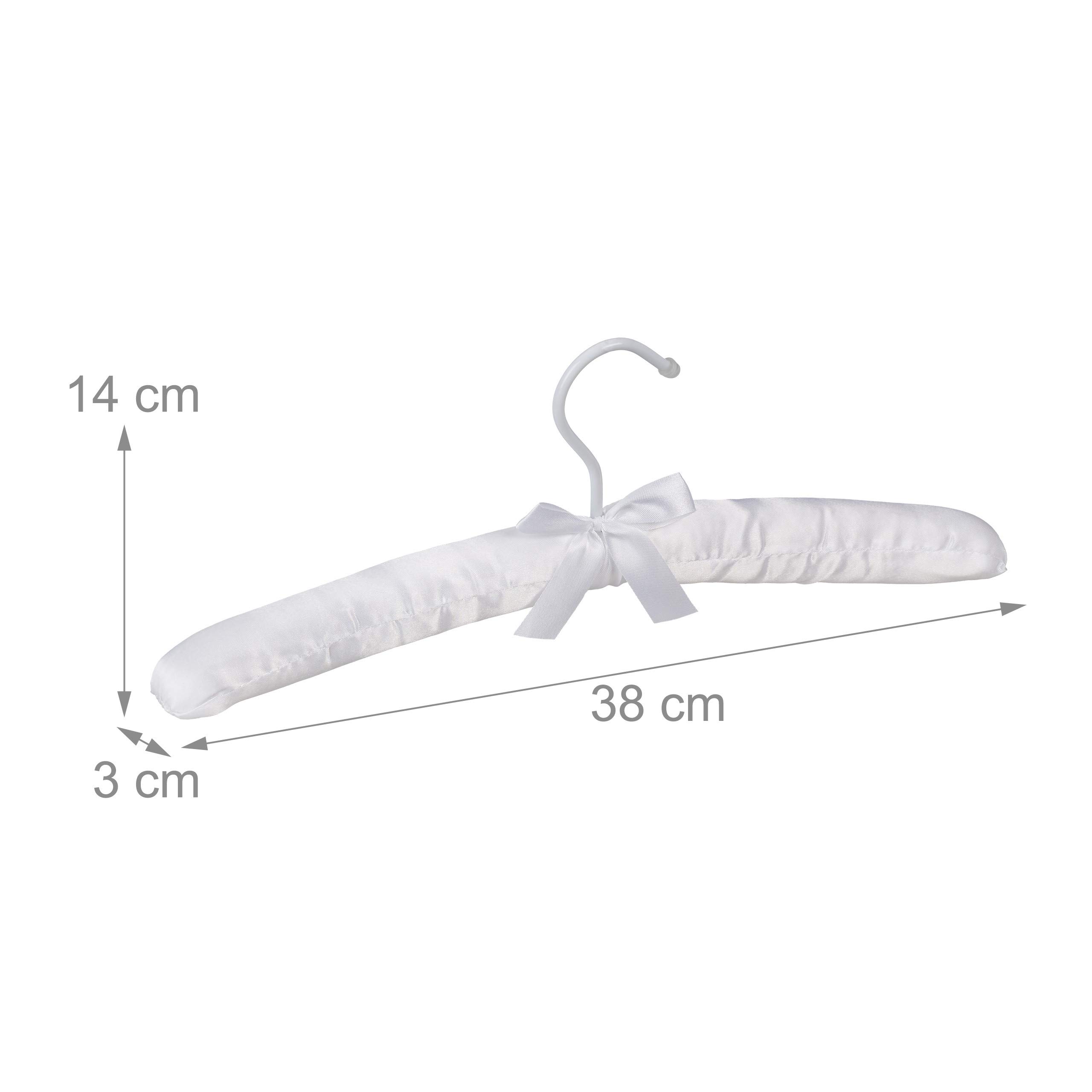 Confezione da 5 grucce in raso bianco satinato morbido imbottito in legno, 39 cm, per abiti da sposa