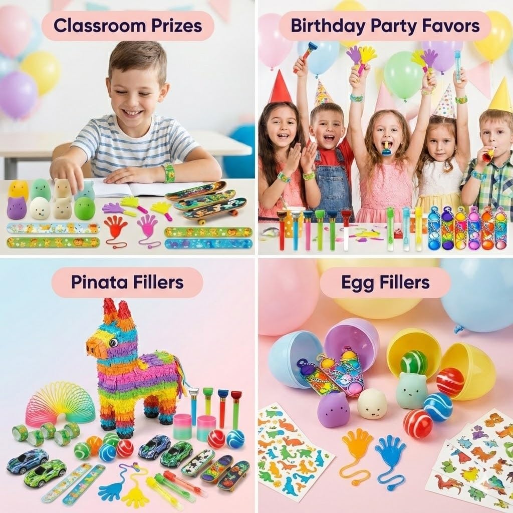 91PCS Party Bag Fillers for Kids, Bulk Festive Party Bag Fillers, Classroom Rewards, Christmas Stocking Stuffers - Image 3
