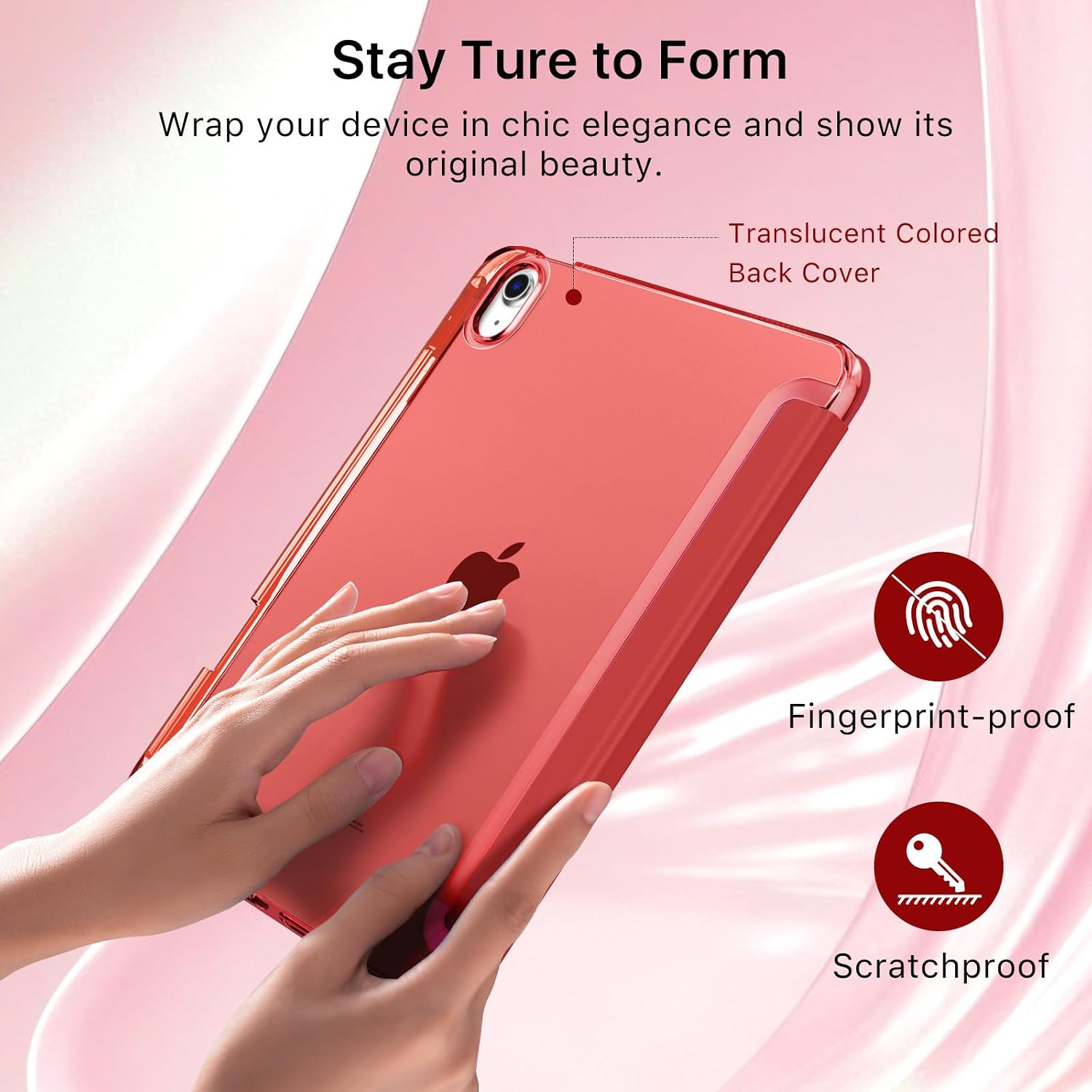MoKo for iPad (A16) 11th Generation Case 11 Inch 2025, iPad 10th Generation Case 10.9 Inch 2022 with Pencil Holder, Slim Light Trifold Protective Cover with Hard PC Translucent Back Shell, Hibiscus