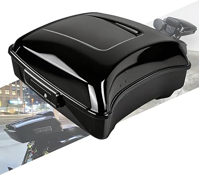 10.7" Chopped Tour Pack Luggage Trunk with Latch and Liner Fit for Harley Touring Road King Road Glide Street Glide Electra Glide Standard and select CVO models 2014-2025 Black Latch