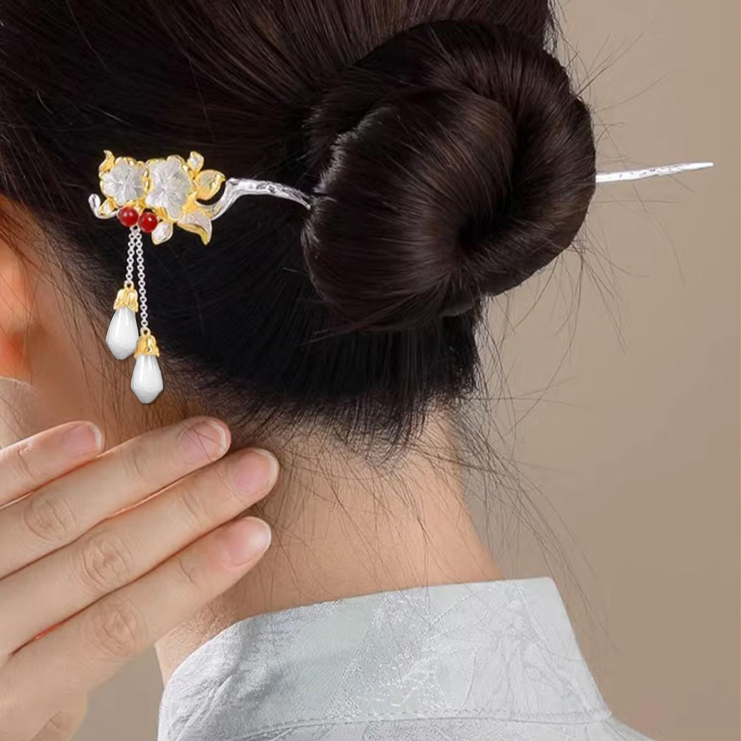 Amazon.com : Cayyoomm Plum Blossom with Jade S925 Silver Plated