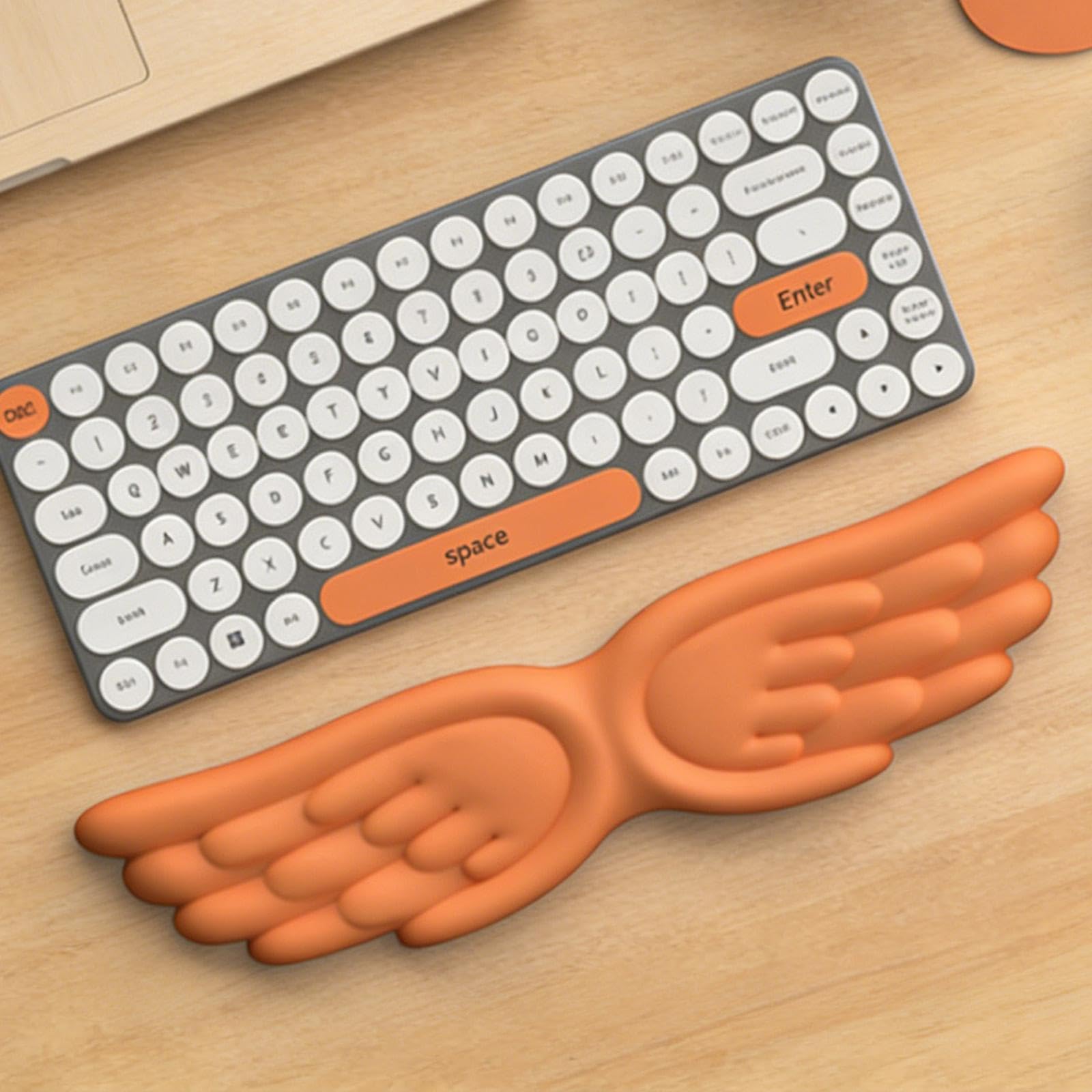 Reposamuñecas para Teclado de Muñeca Almohadilla de Silicona Función Ergonómica Superficie Antideslizante Apto para Oficina Hogar Taller, Naranja