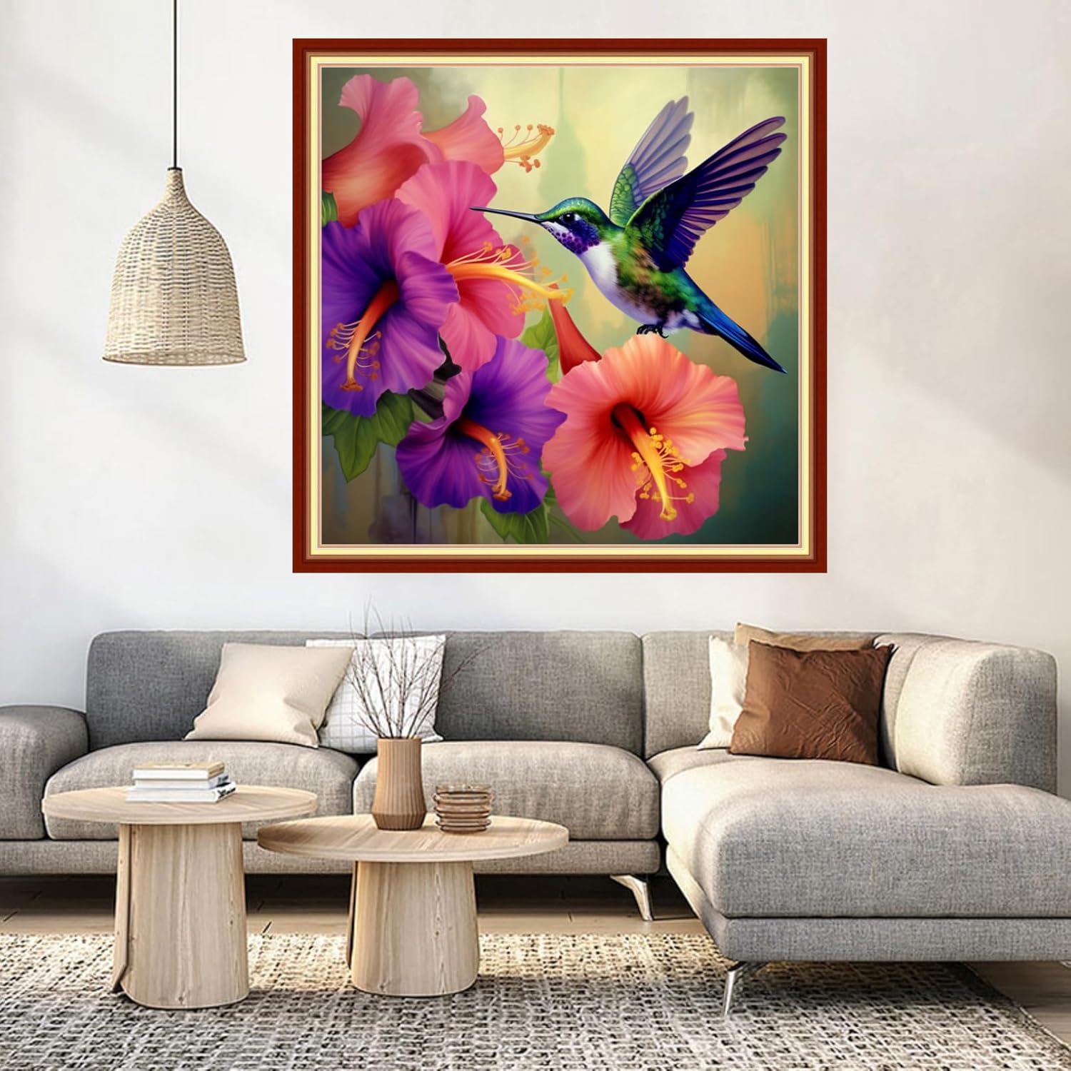 DMCVIVR Stamped Cross Stitch Kits for Beginners Adults Needlepoint Kits for Beginners Embroidery Kits for Adults Crossstitch Kit for Beginners 11CT-Hummingbird 18x18 inch