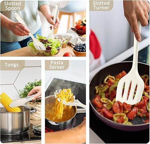 Miniatura 5 de Leonyo - Juego de 10 utensilios de cocina para cocinar, juego de utensilios de cocina de silicona resistente al calor de 446 F con espátula