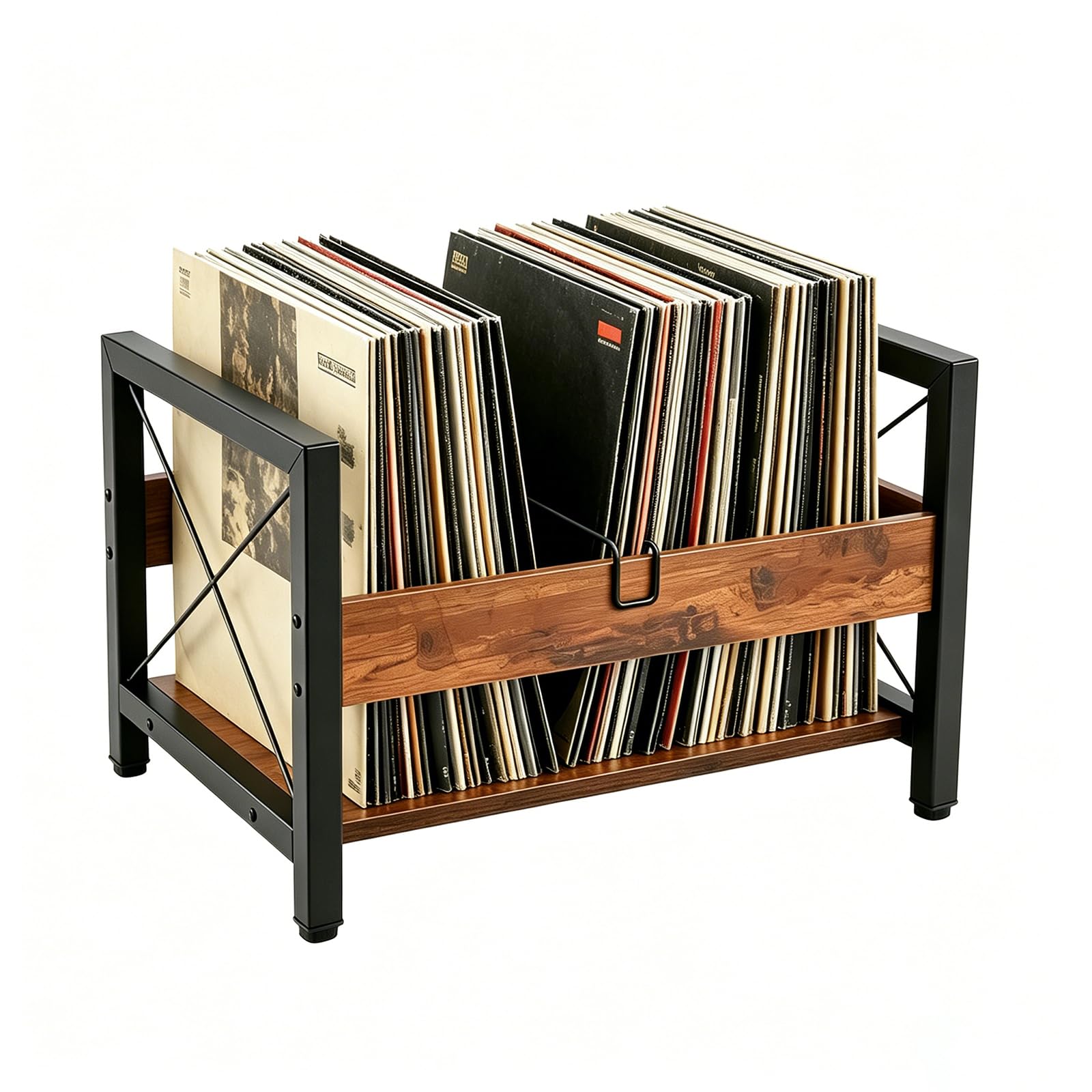 Normodic Vinyl Record Storage Crate, LP Vinyl Record Holder, Classic Cube Albums Shelf with Divider, Holds up to 100+ Records, Wooden Storage Stand Desktop Organizer Box for DVDs, CDs, Magazine, Files