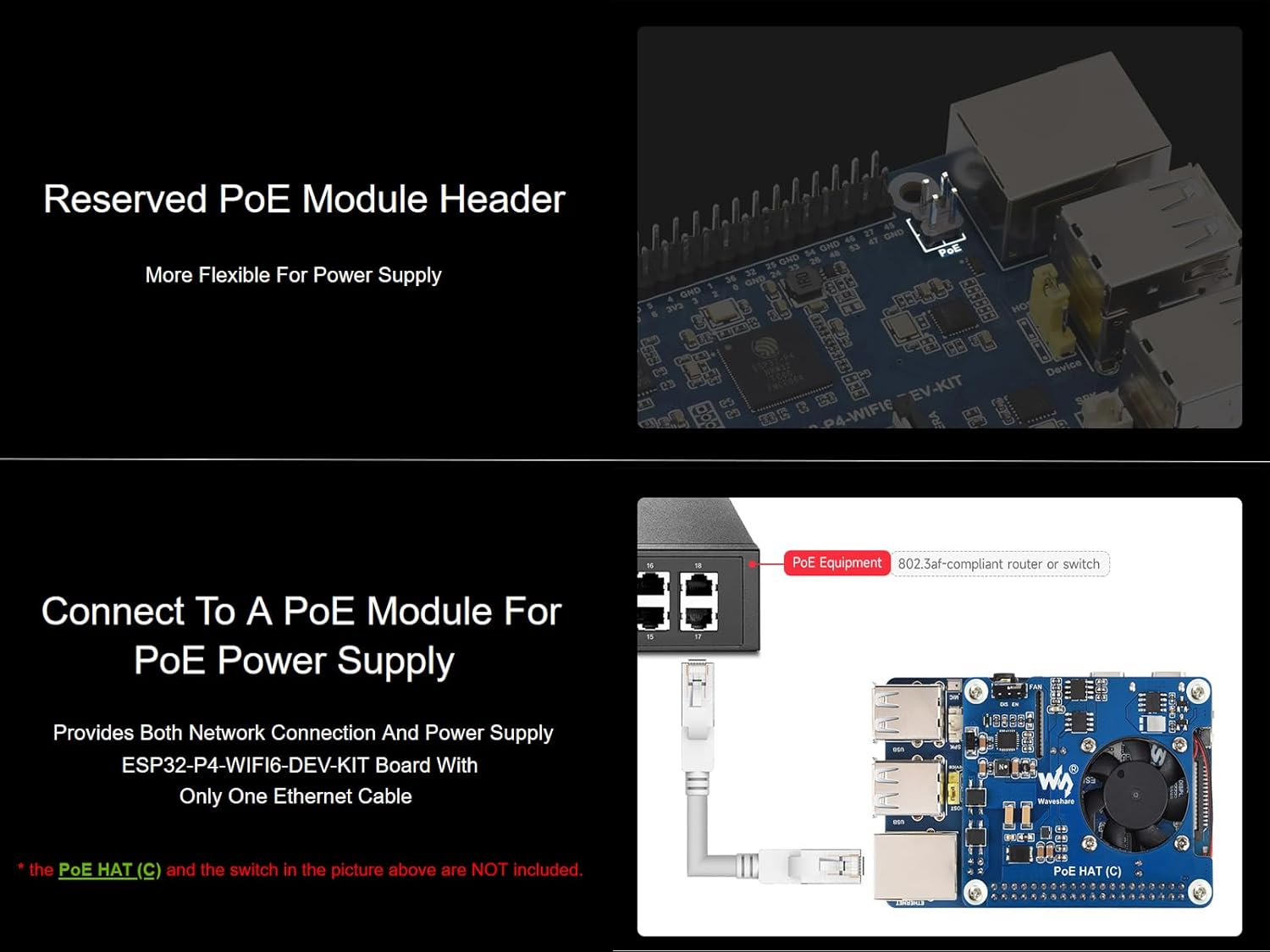 ESP32-P4-WIFI6 Dev Kit Based on ESP32-P4 and ESP32-C6, Support Wi-Fi 6 & BLE 5, Onboard MIPI-CSI, MIPI-DSI, USB 2.0 OTG, Ethernet, SDIO 3.0 TF Card Slot, PoE Module Header, Microphone, etc.